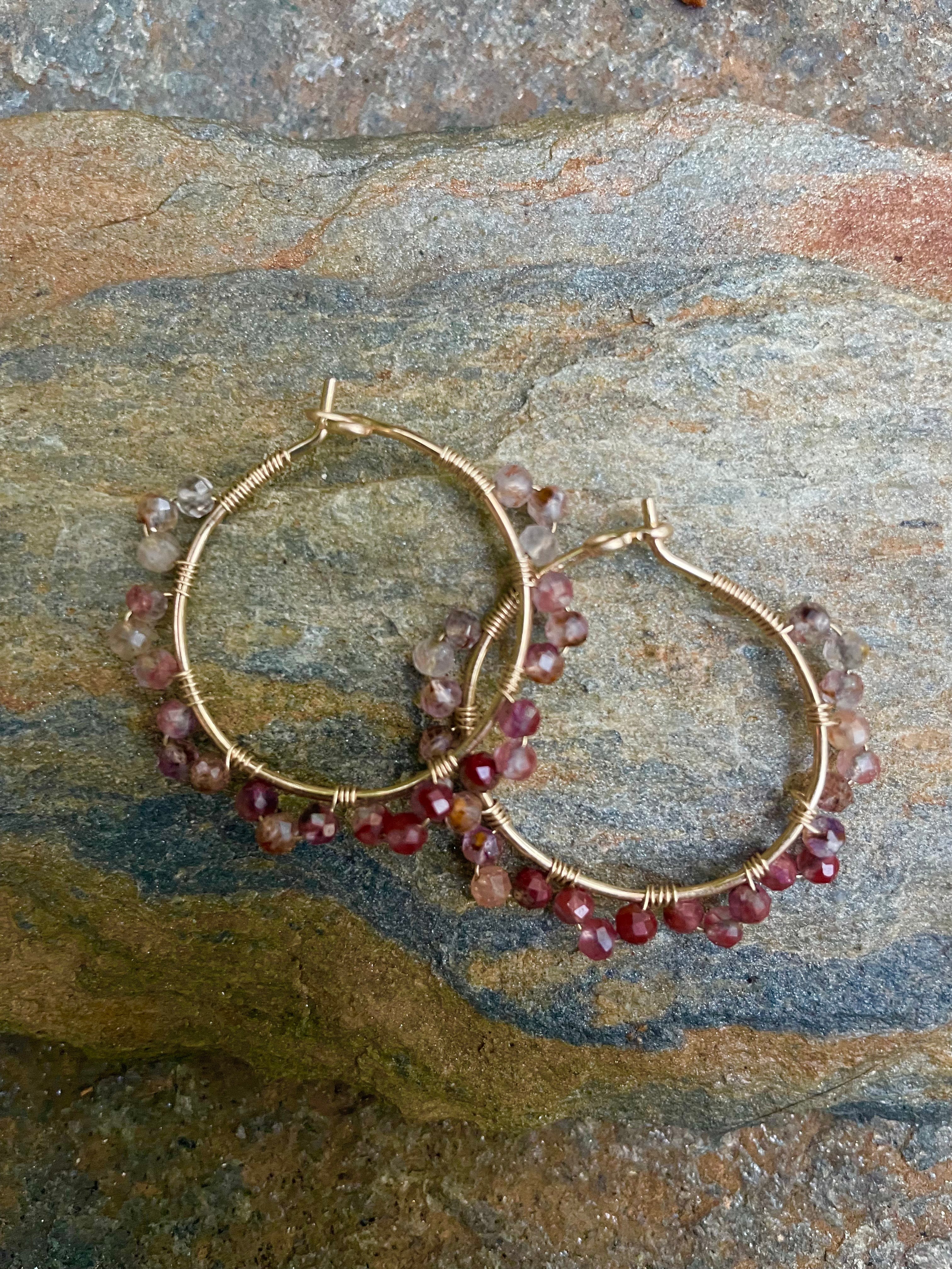 Rhodochrosite Faceted Stone Earrings