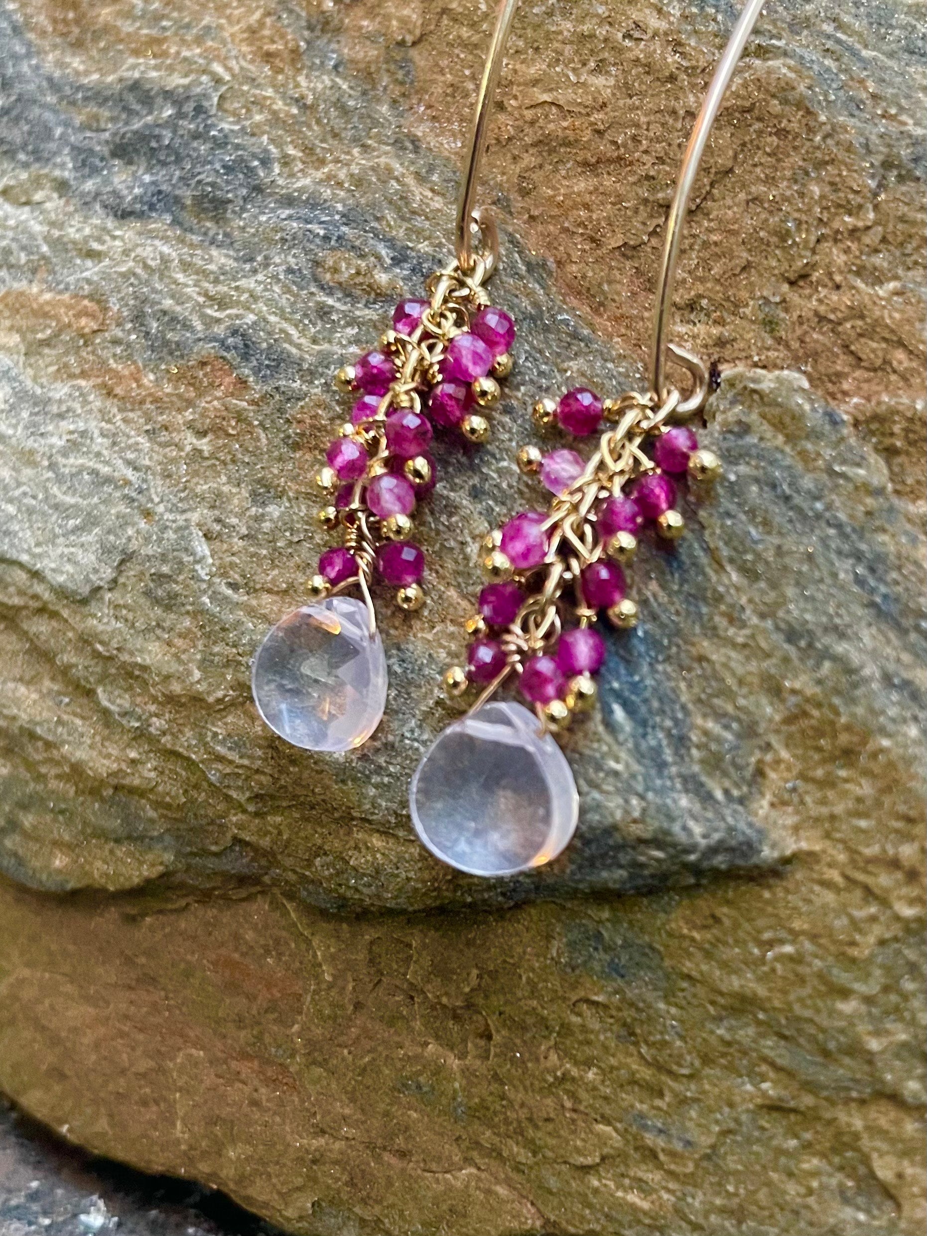 Ruby and Rose Quartz Earrings