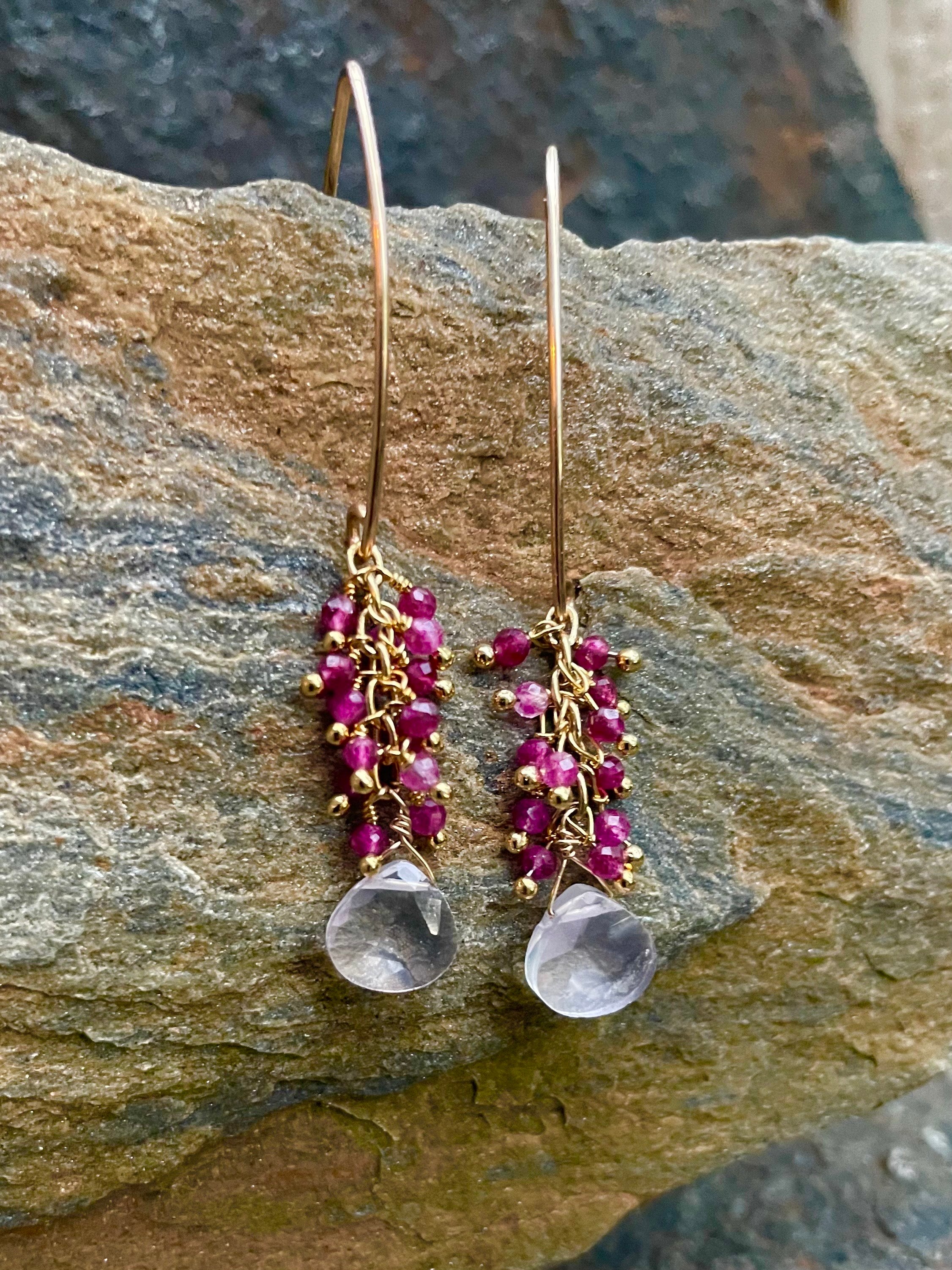 Ruby and Rose Quartz Earrings