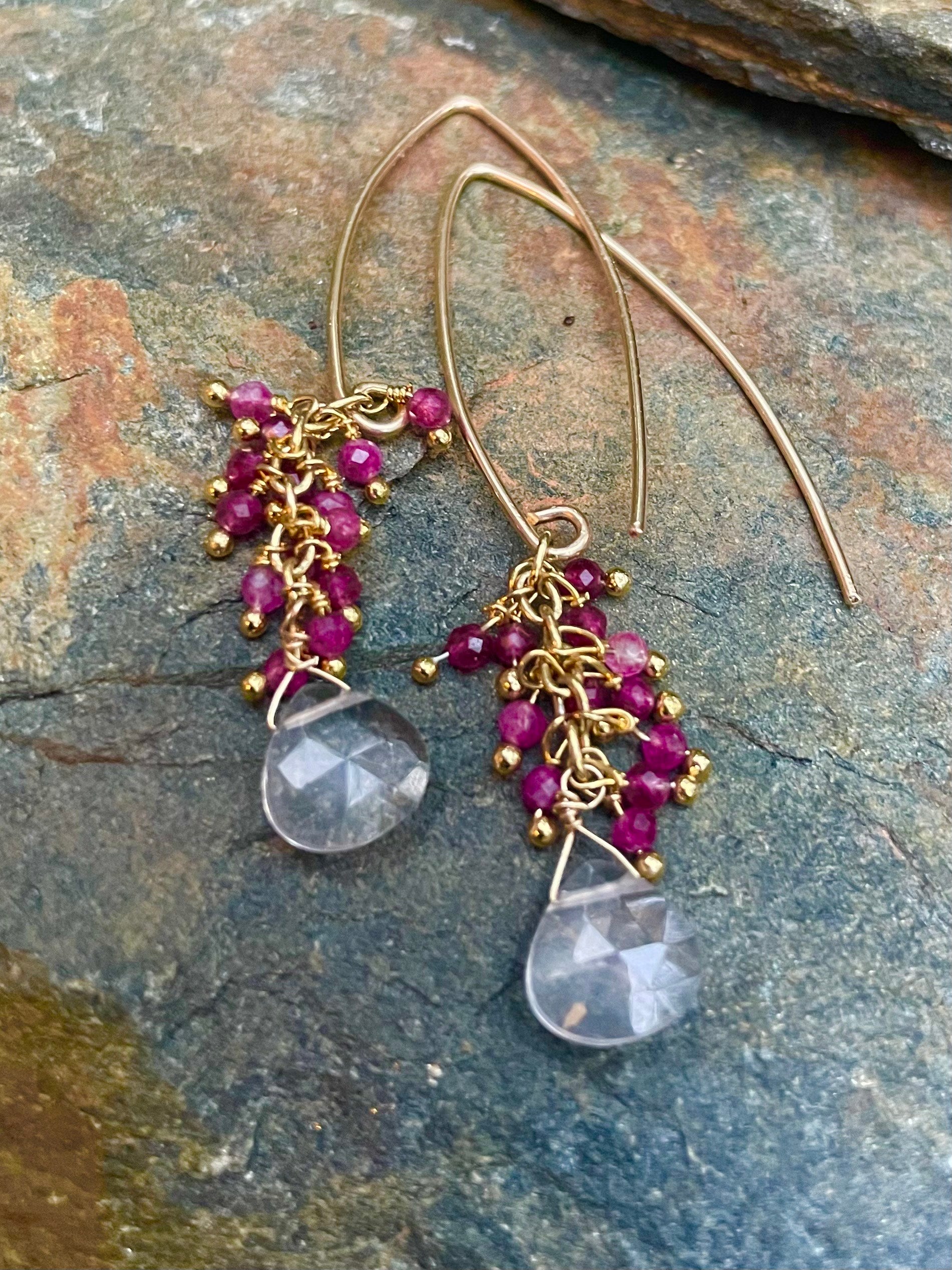 Ruby and Rose Quartz Earrings
