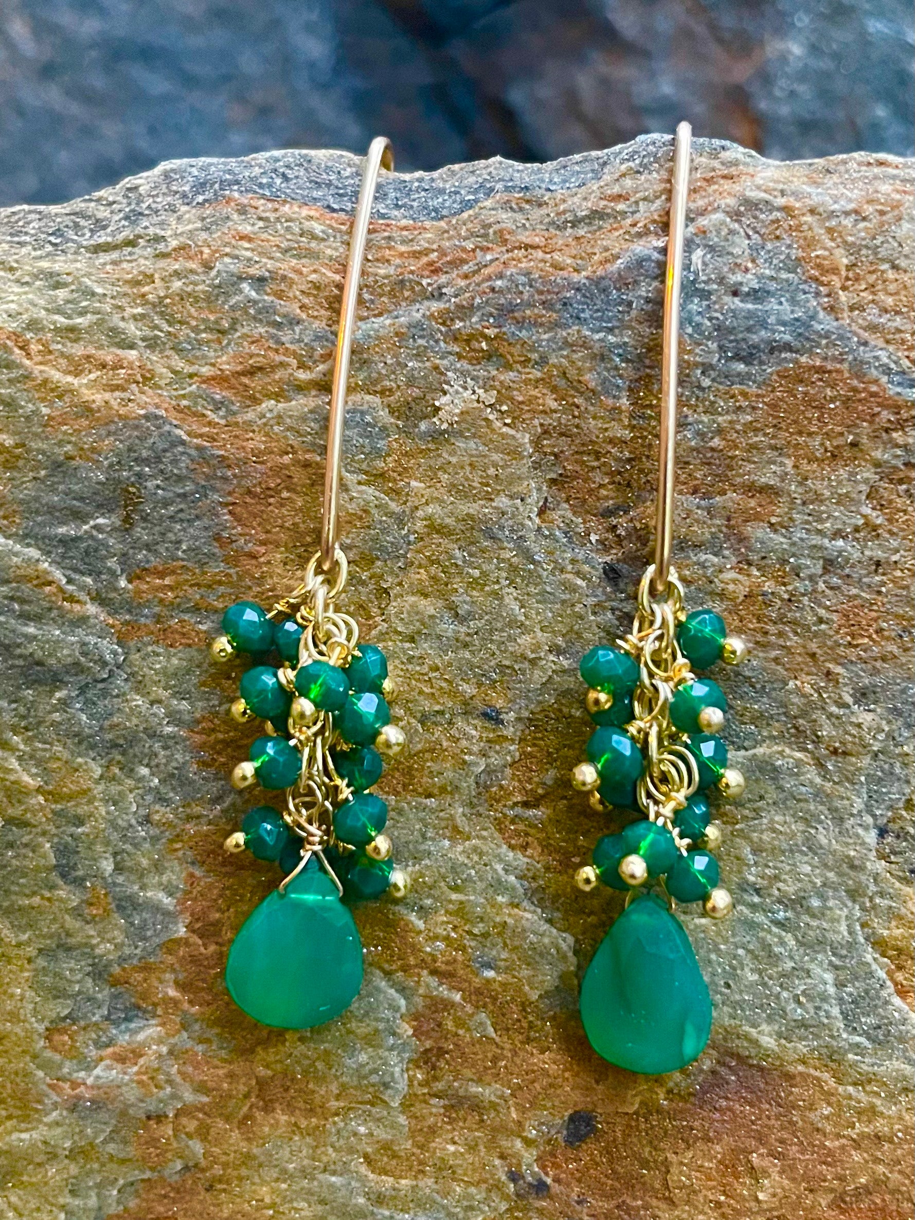 Green Onyx and Chrome Diopside Earrings