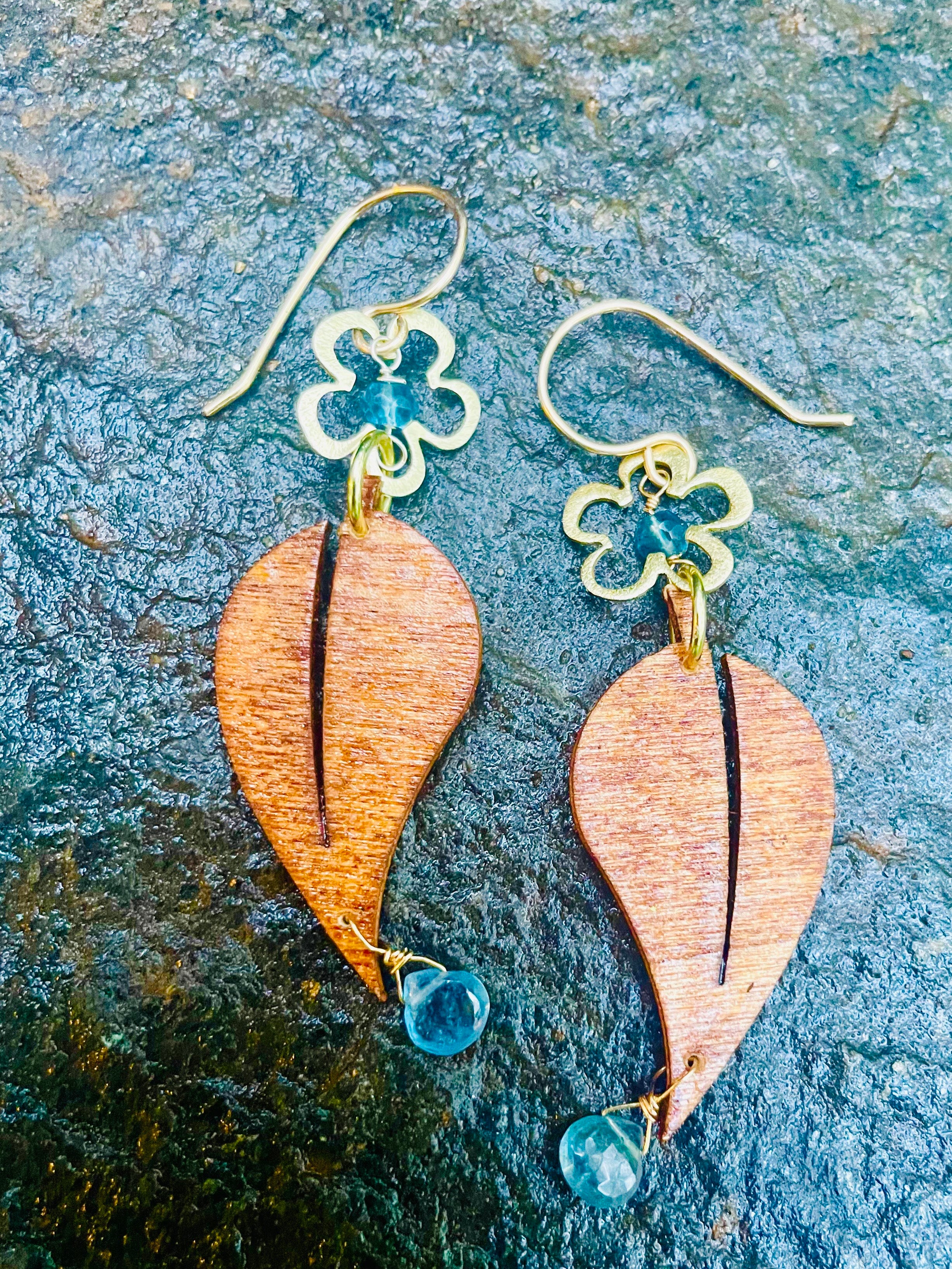 Gold Daisy and Kyanite Earrings