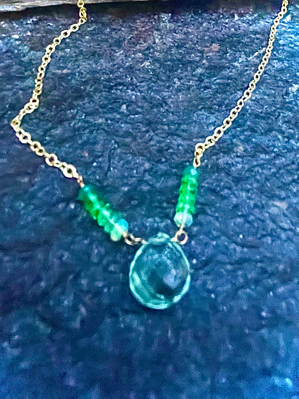 Green Opal and Amethyst Center Necklace