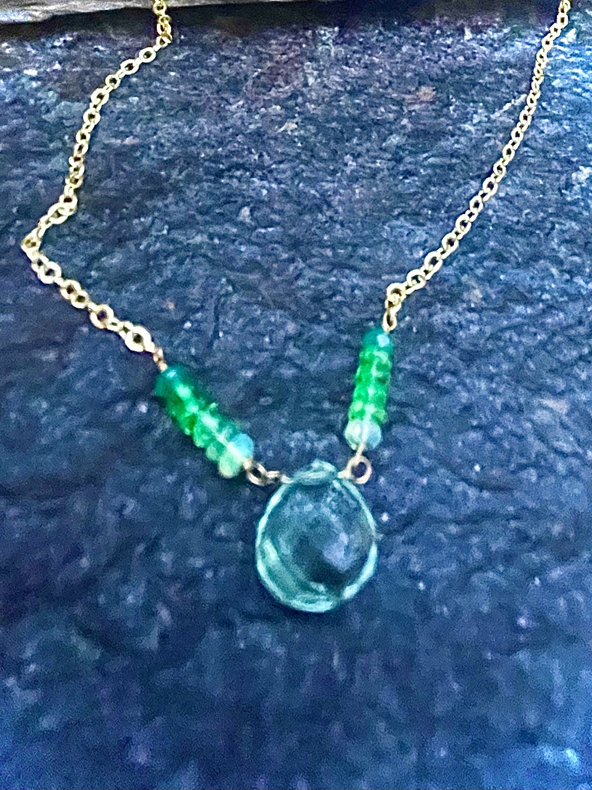 Green Opal and Amethyst Center Necklace