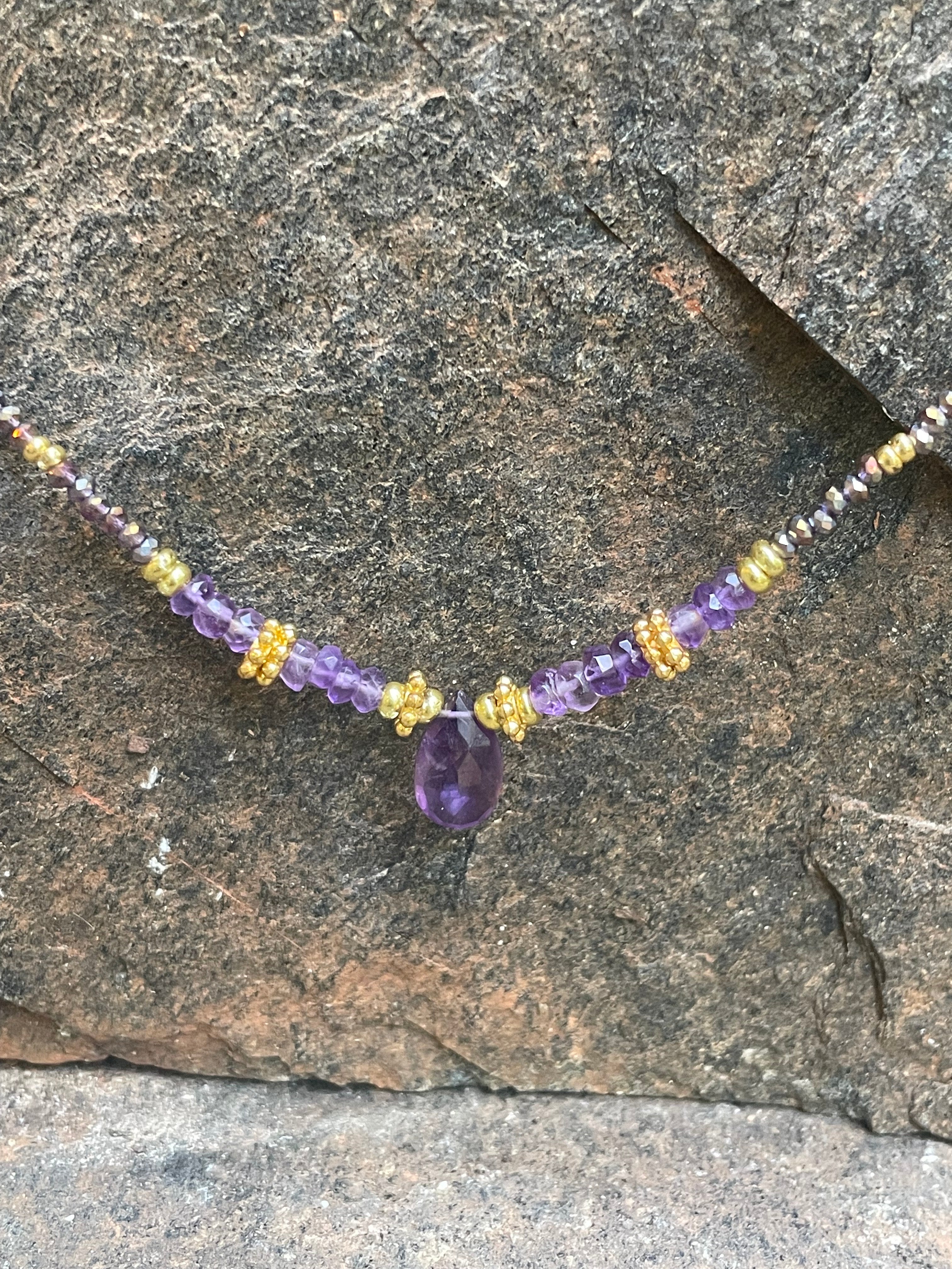 Deep Purple Amethyst Teardrop Necklace