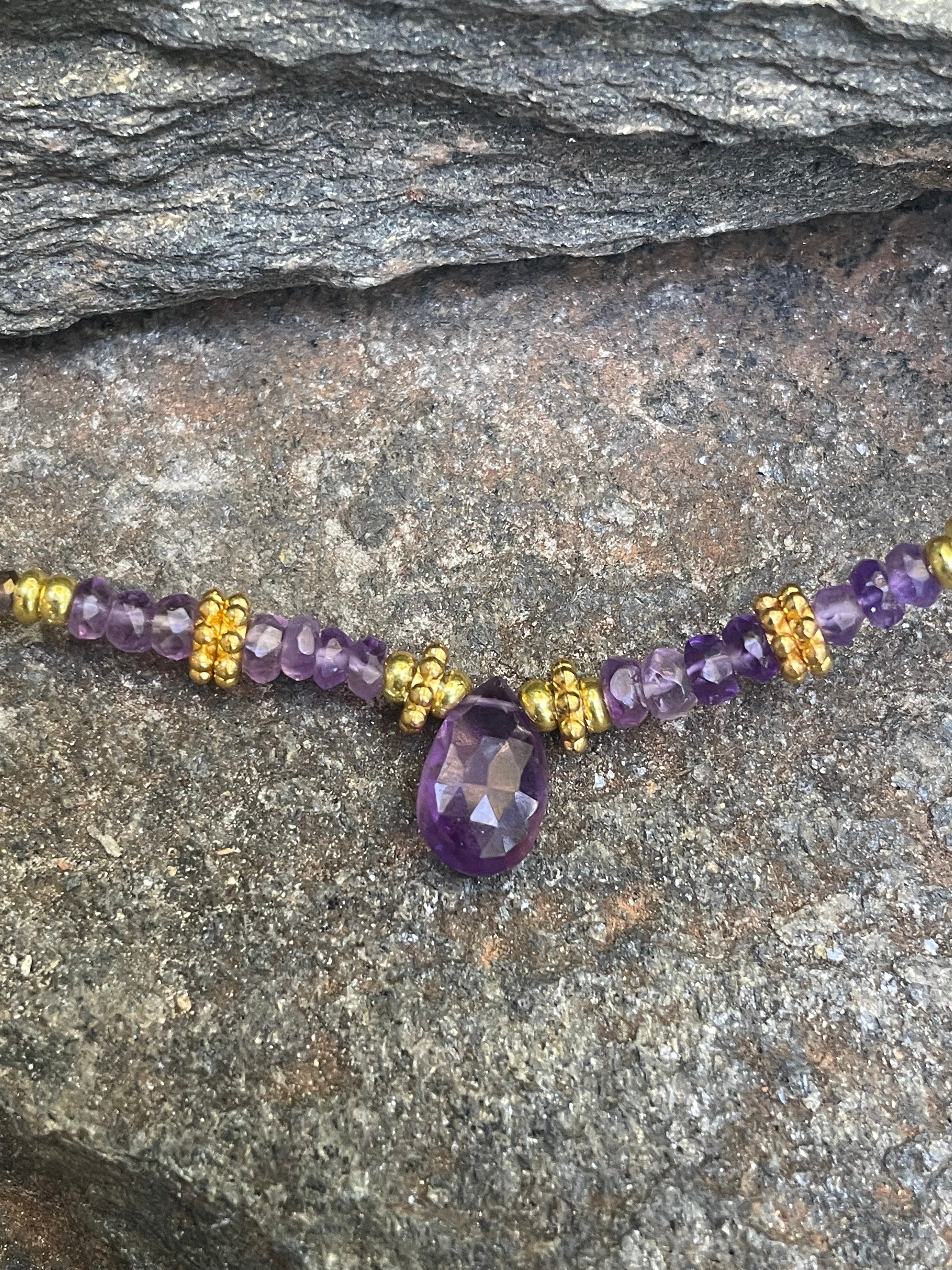 Deep Purple Amethyst Teardrop Necklace