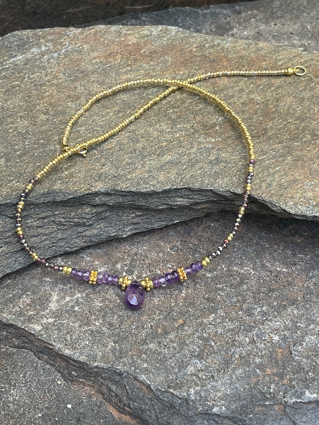 Deep Purple Amethyst Teardrop Necklace