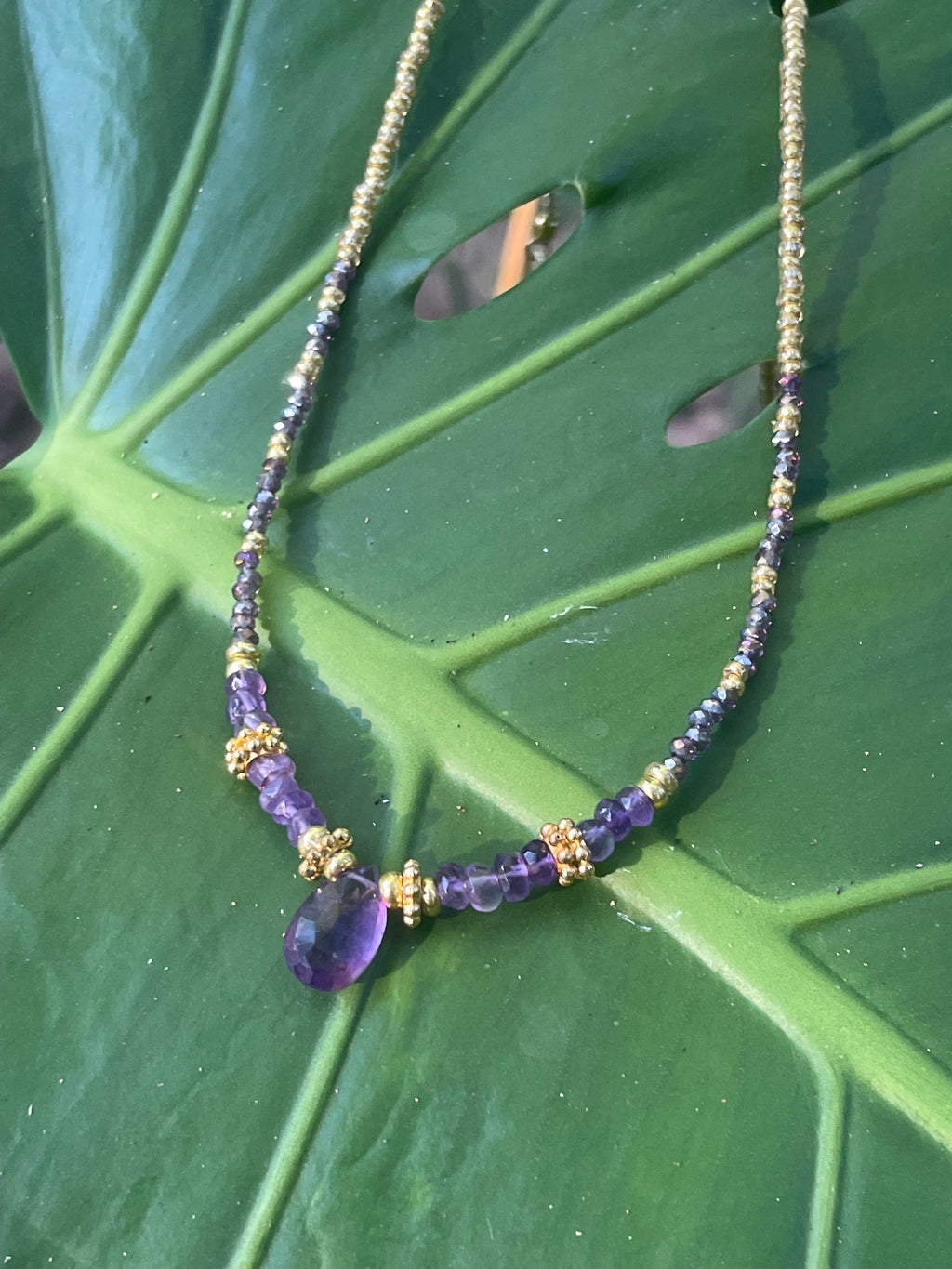 Deep Purple Amethyst Teardrop Necklace