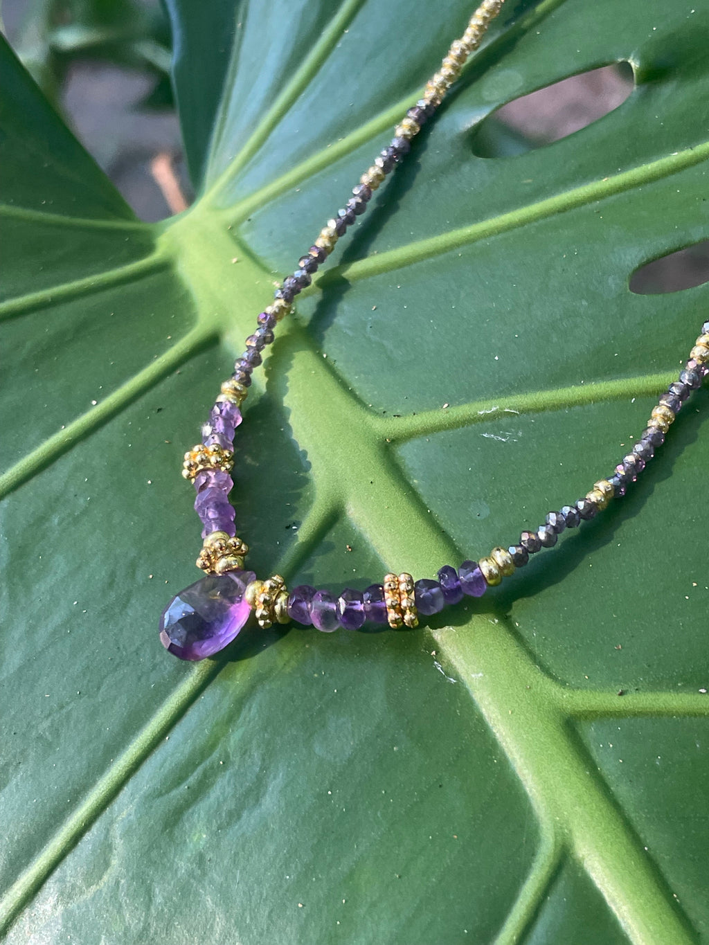 Deep Purple Amethyst Teardrop Necklace