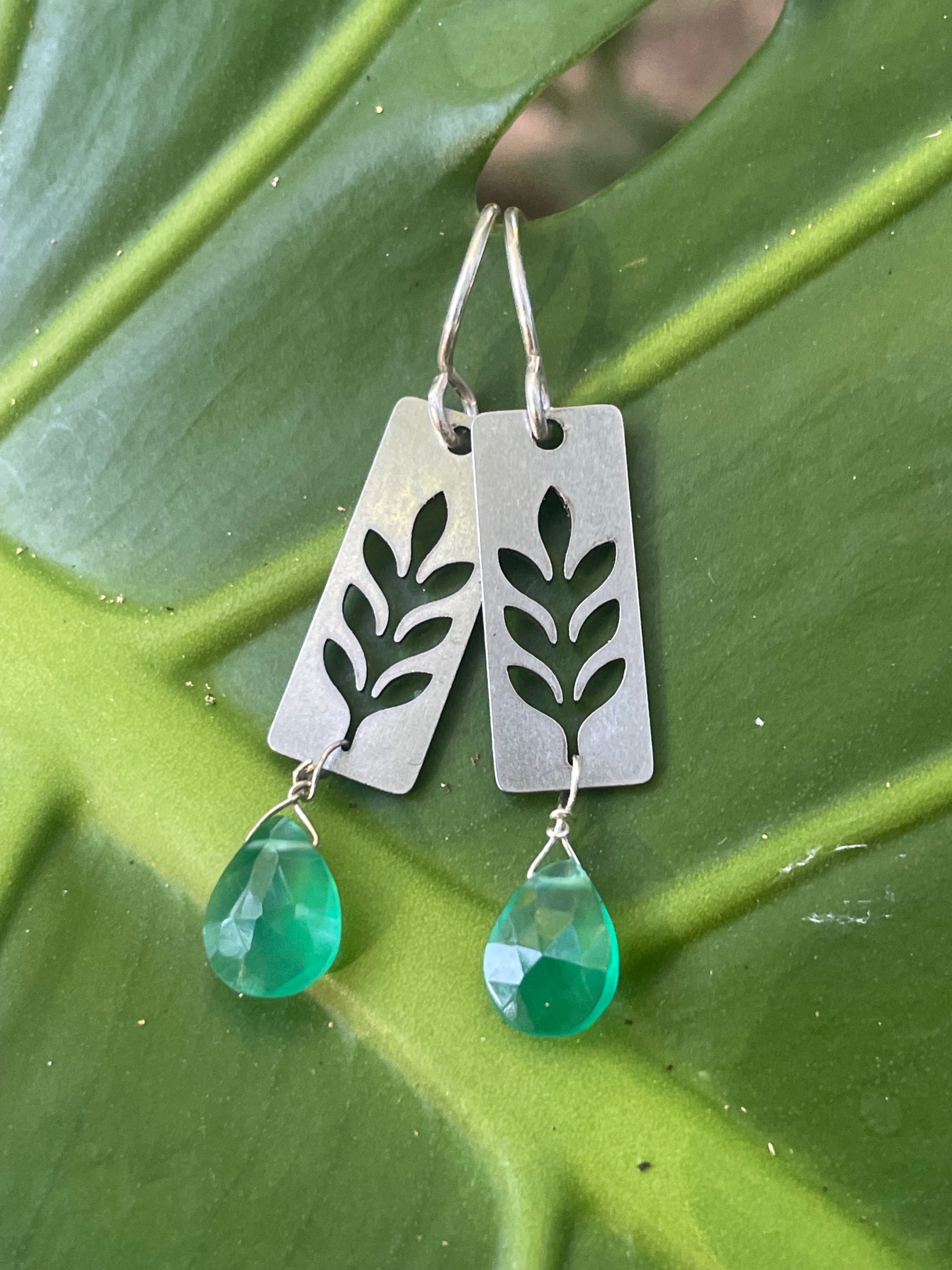 Wheat and Green Earrings