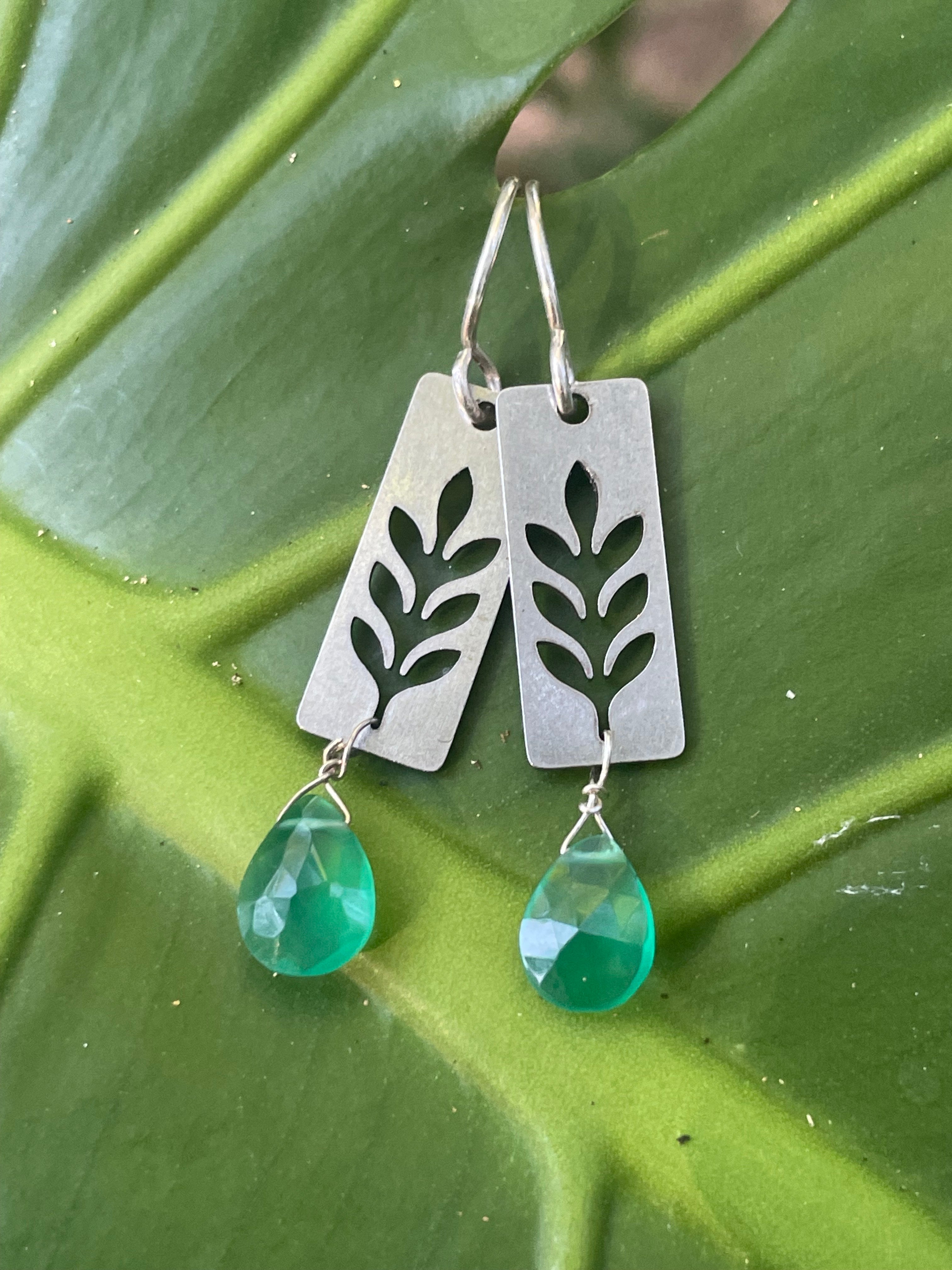 Wheat and Green Earrings