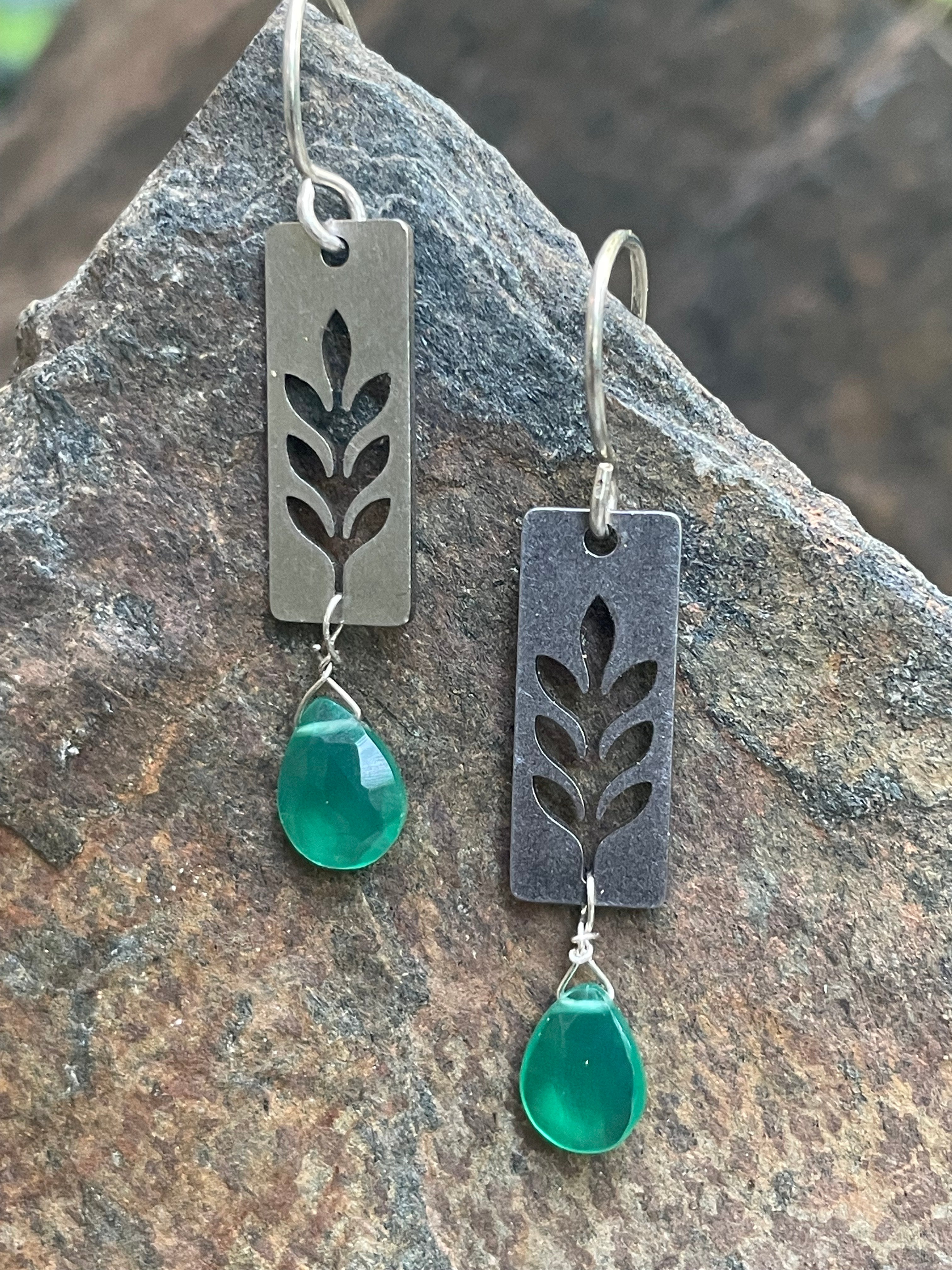 Wheat and Green Earrings