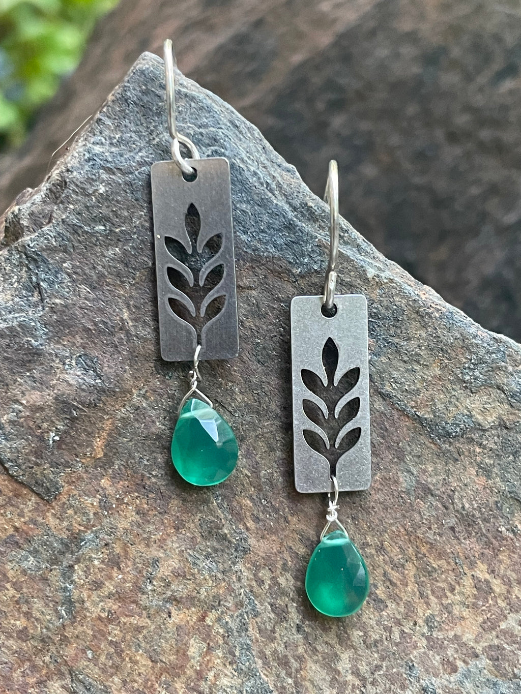 Wheat and Green Earrings
