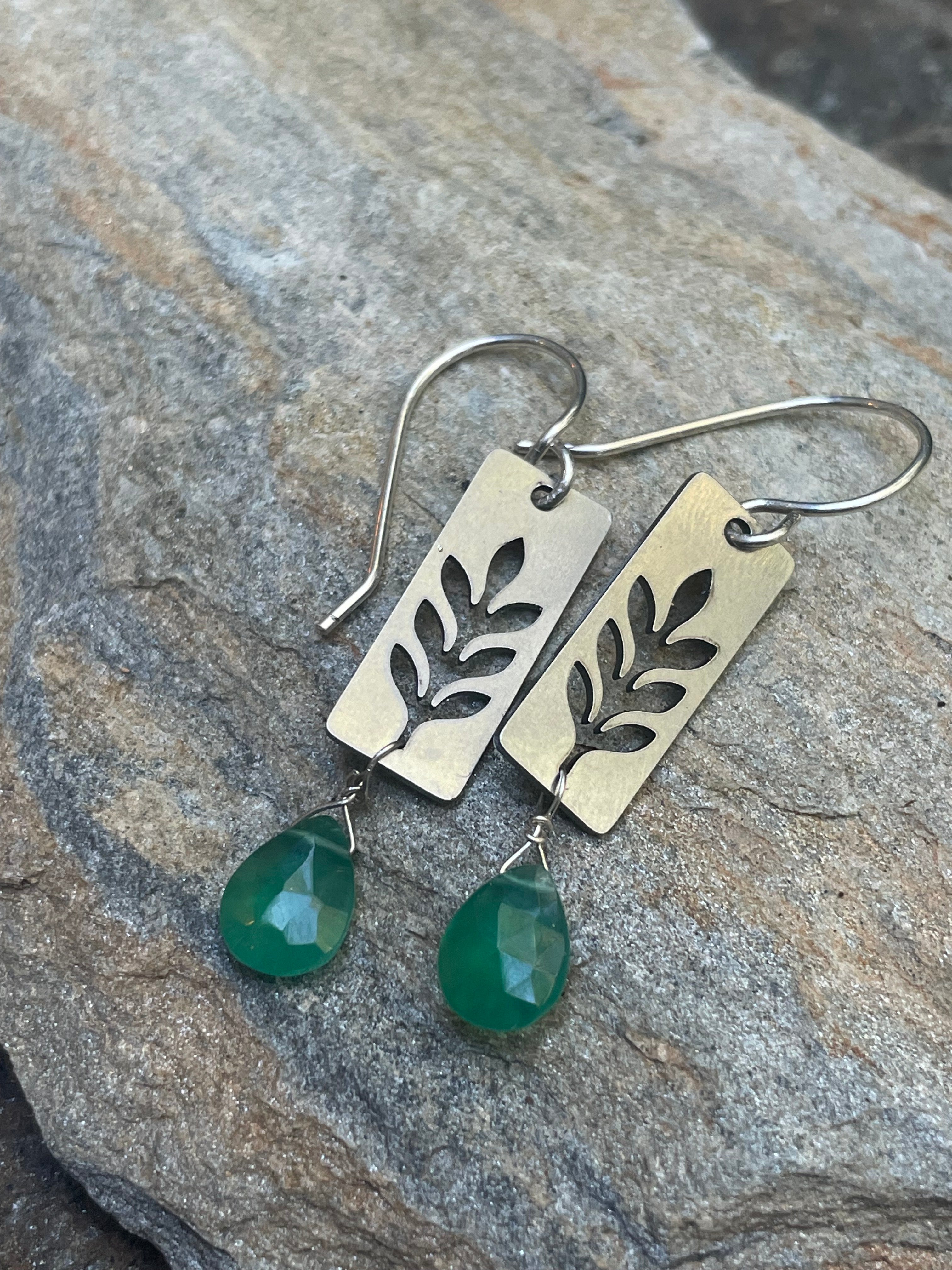 Wheat and Green Earrings