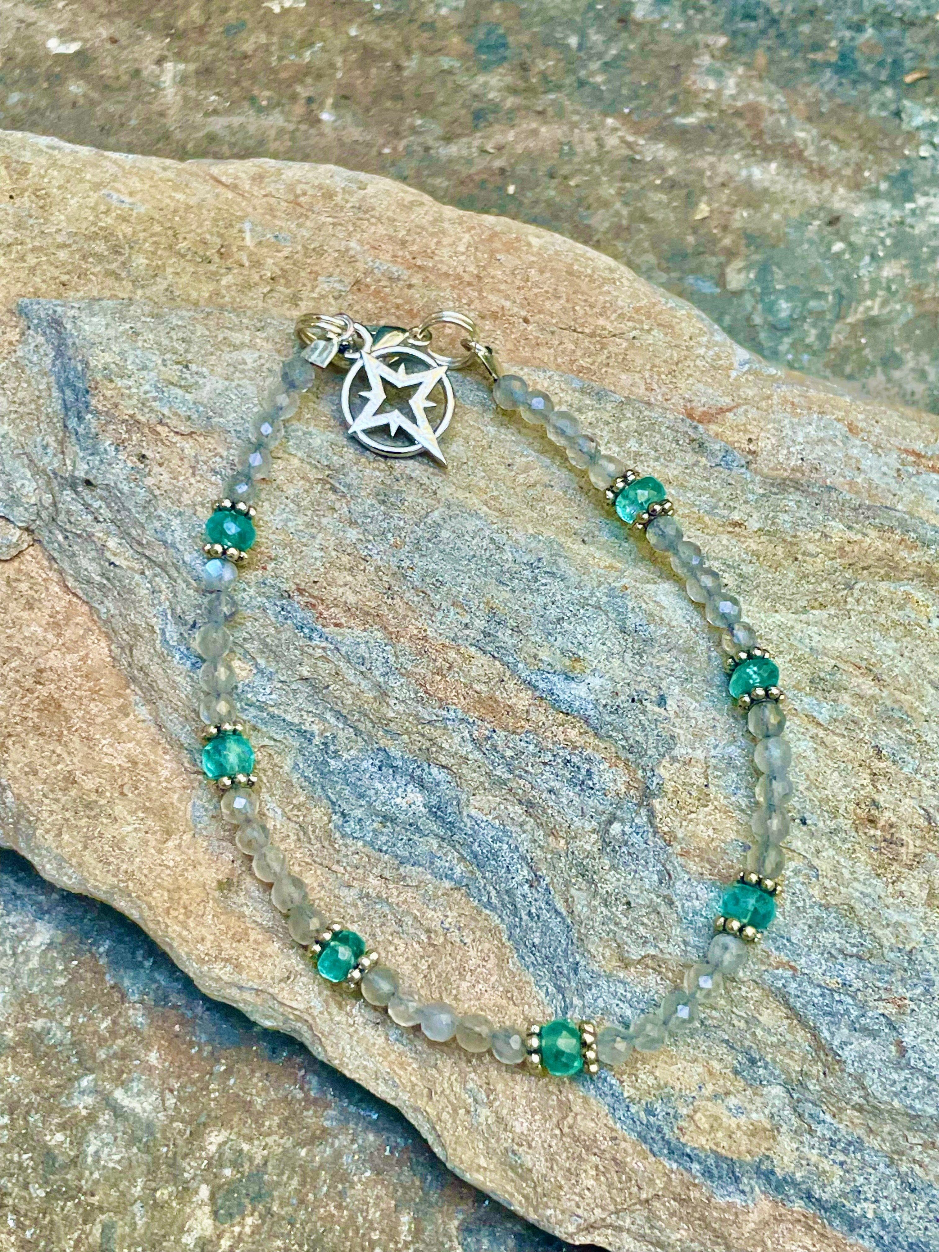 Blue-Grey Faceted Labradite Orbs Bracelet