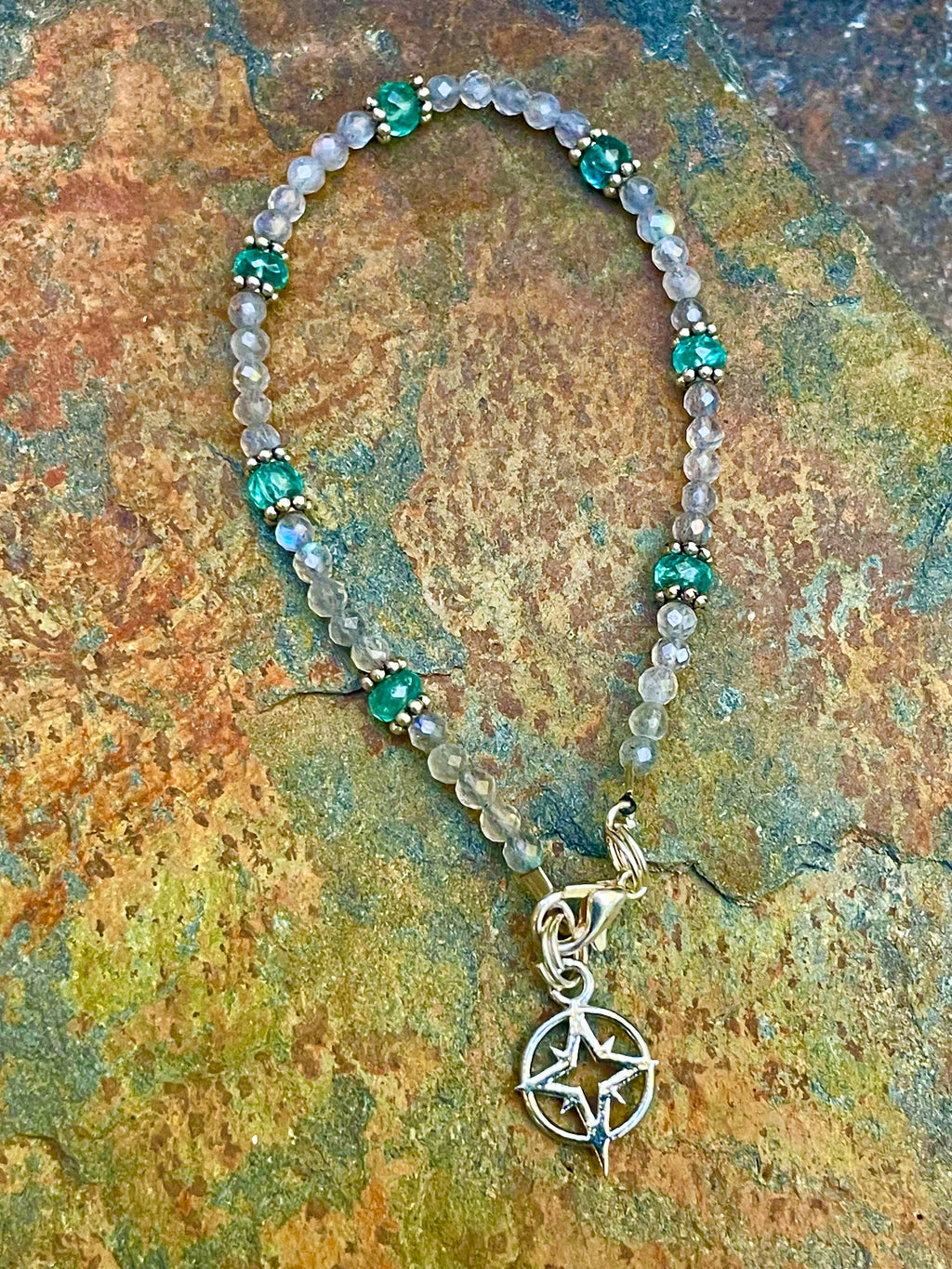 Blue-Grey Faceted Labradite Orbs Bracelet