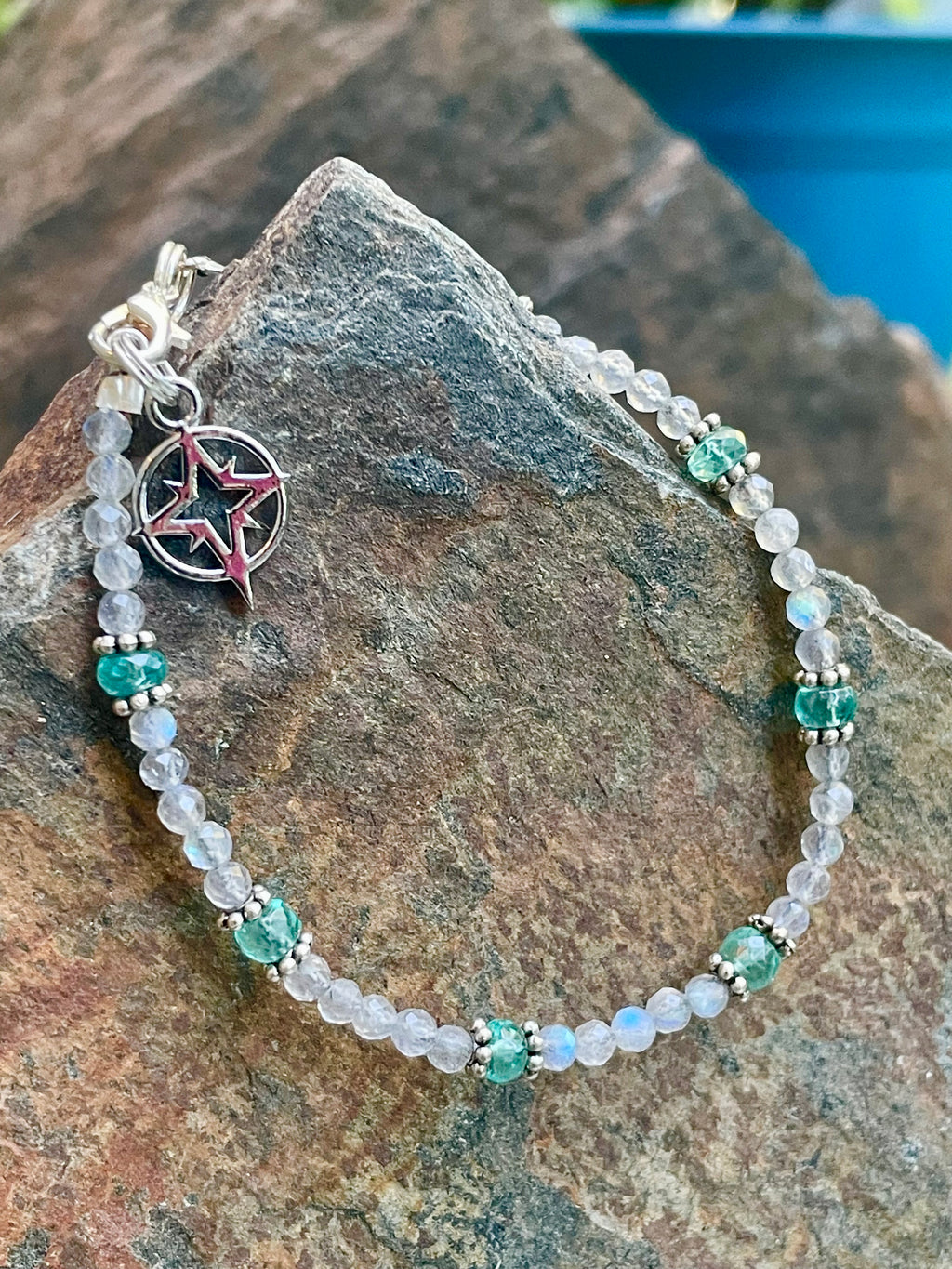 Blue-Grey Faceted Labradite Orbs Bracelet