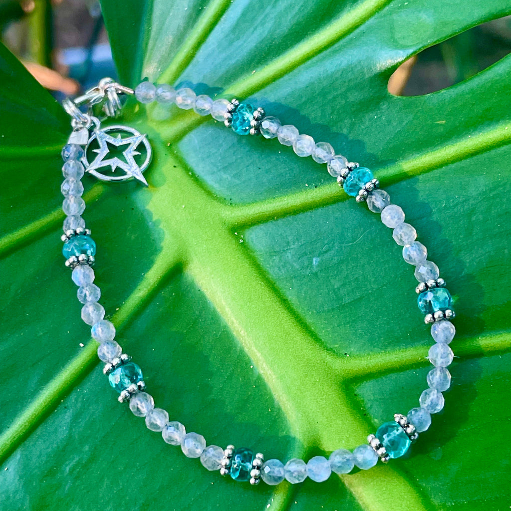 Blue-Grey Faceted Labradite Orbs Bracelet