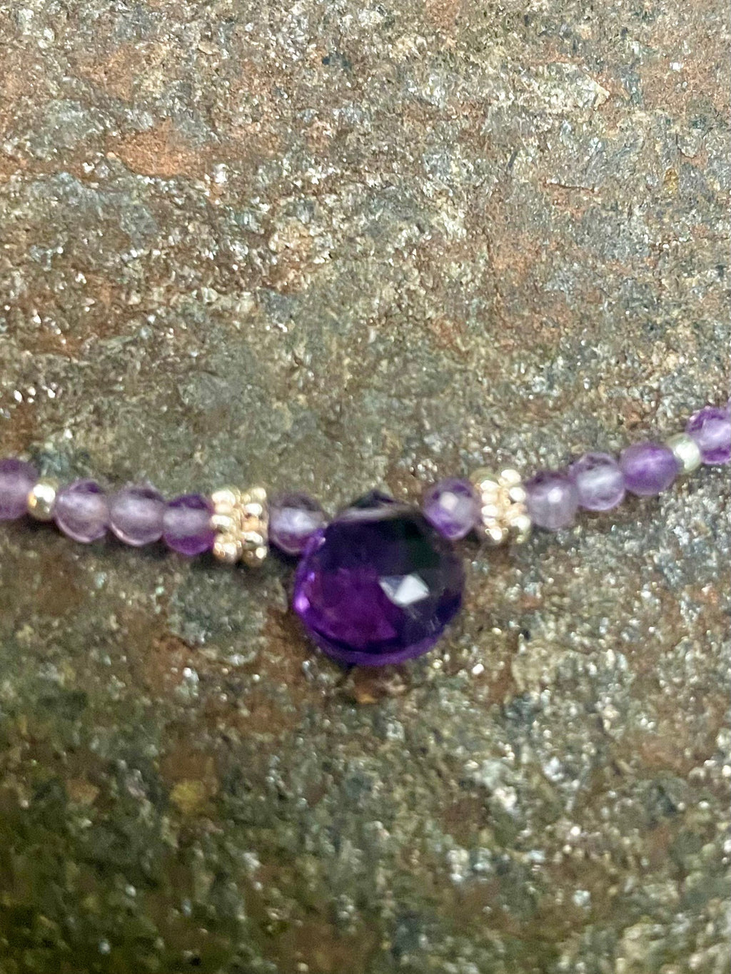 Deep Purple Amethyst Faceted Drop Necklace