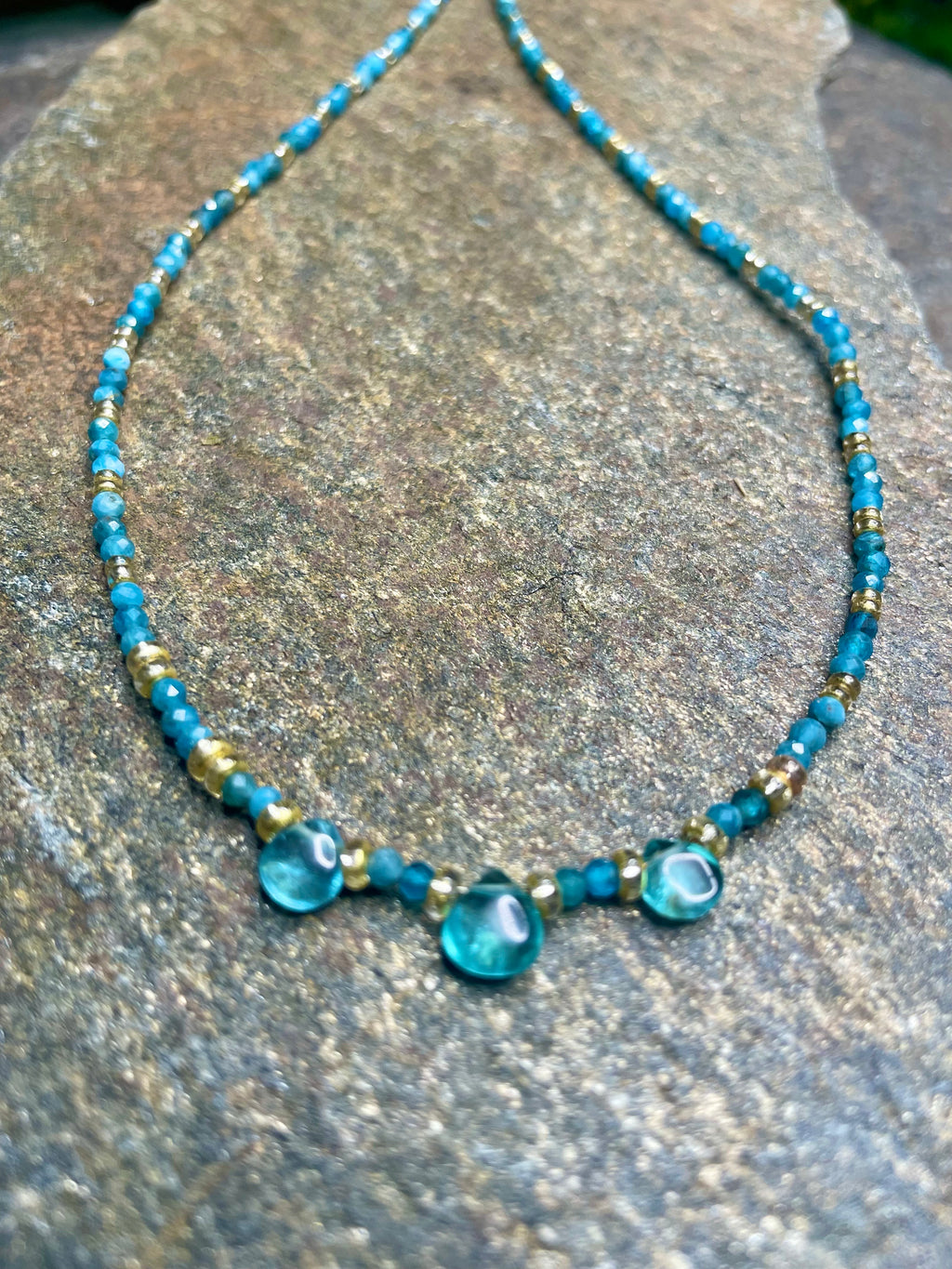 Natural Amozonite and Blue Quartz Necklace