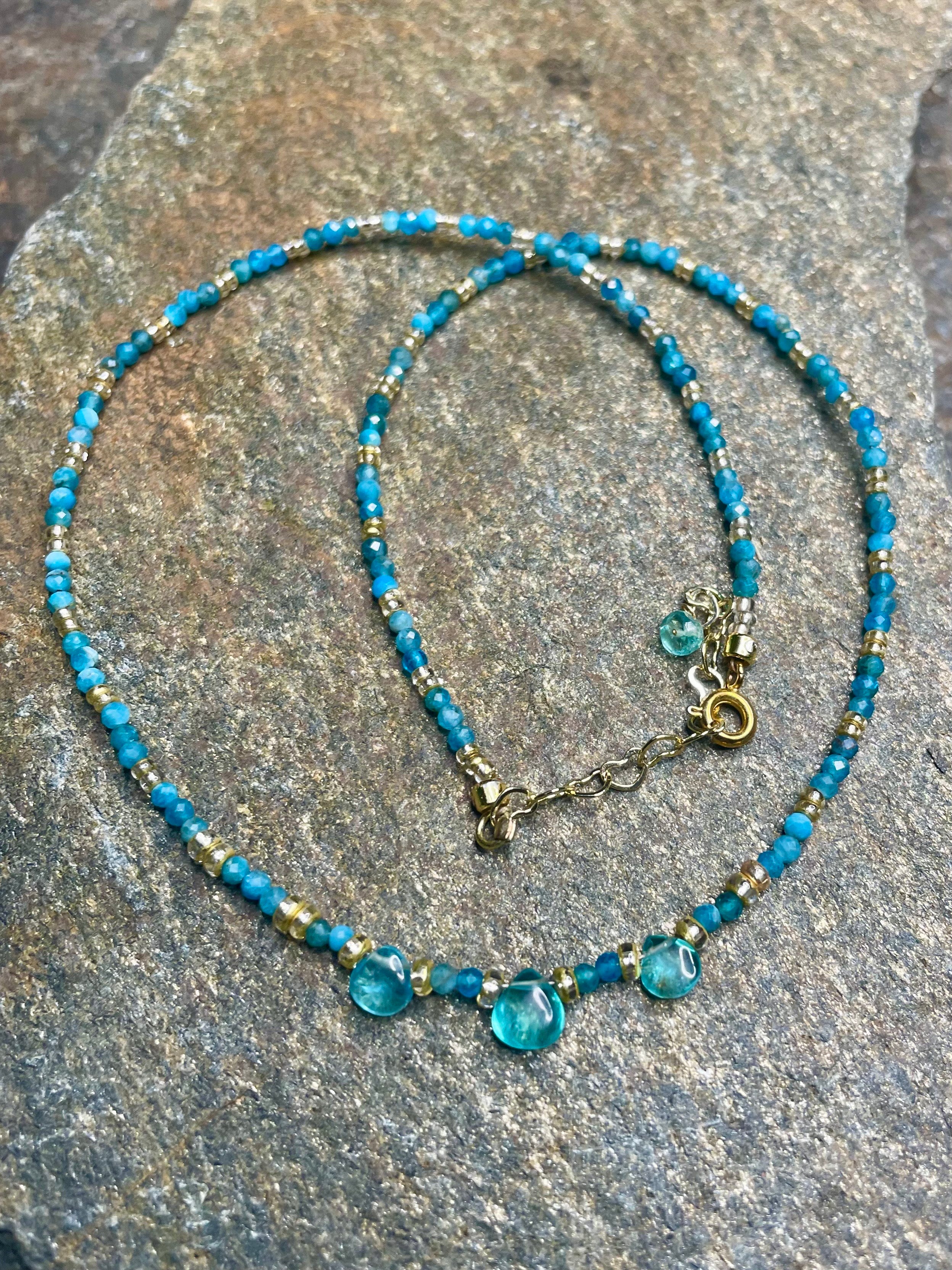 Natural Amozonite and Blue Quartz Necklace