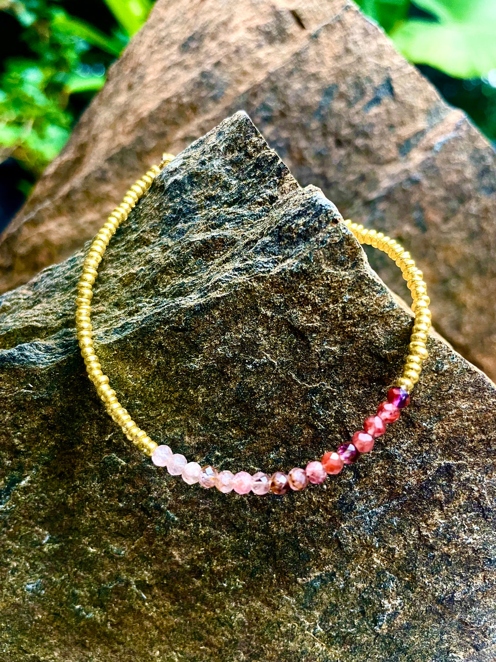 Ombré Red to White Faceted Spinel Rounds Bracelet