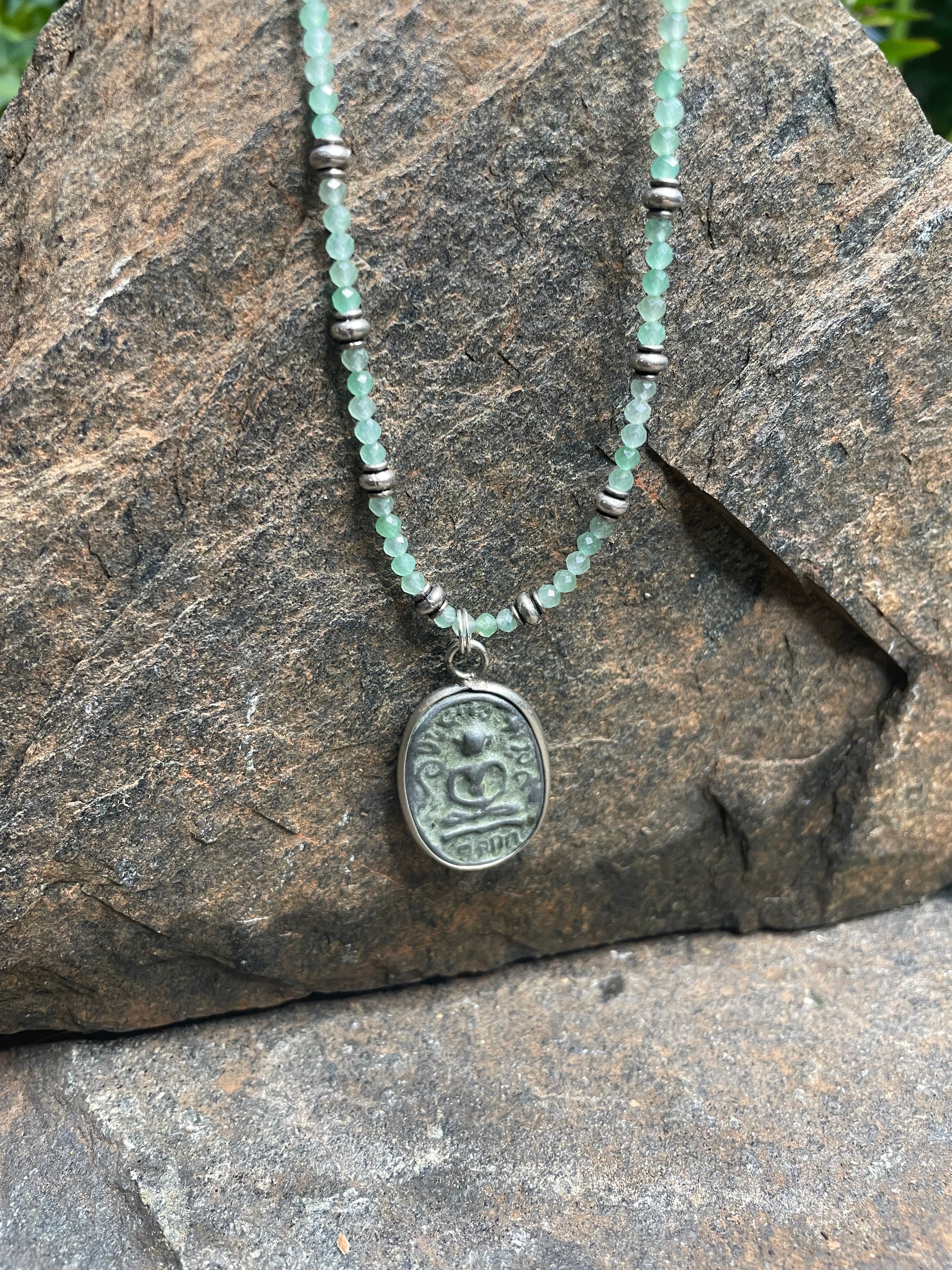 Carved Stone Buddha Pendant