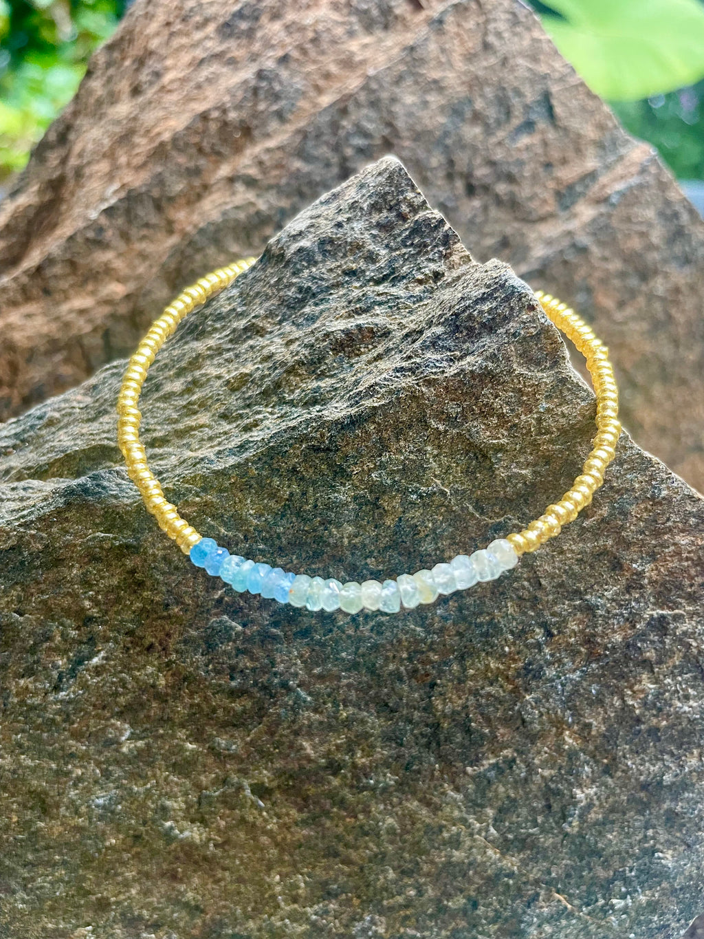 Aquamarine Faceted Rondels Bracelet