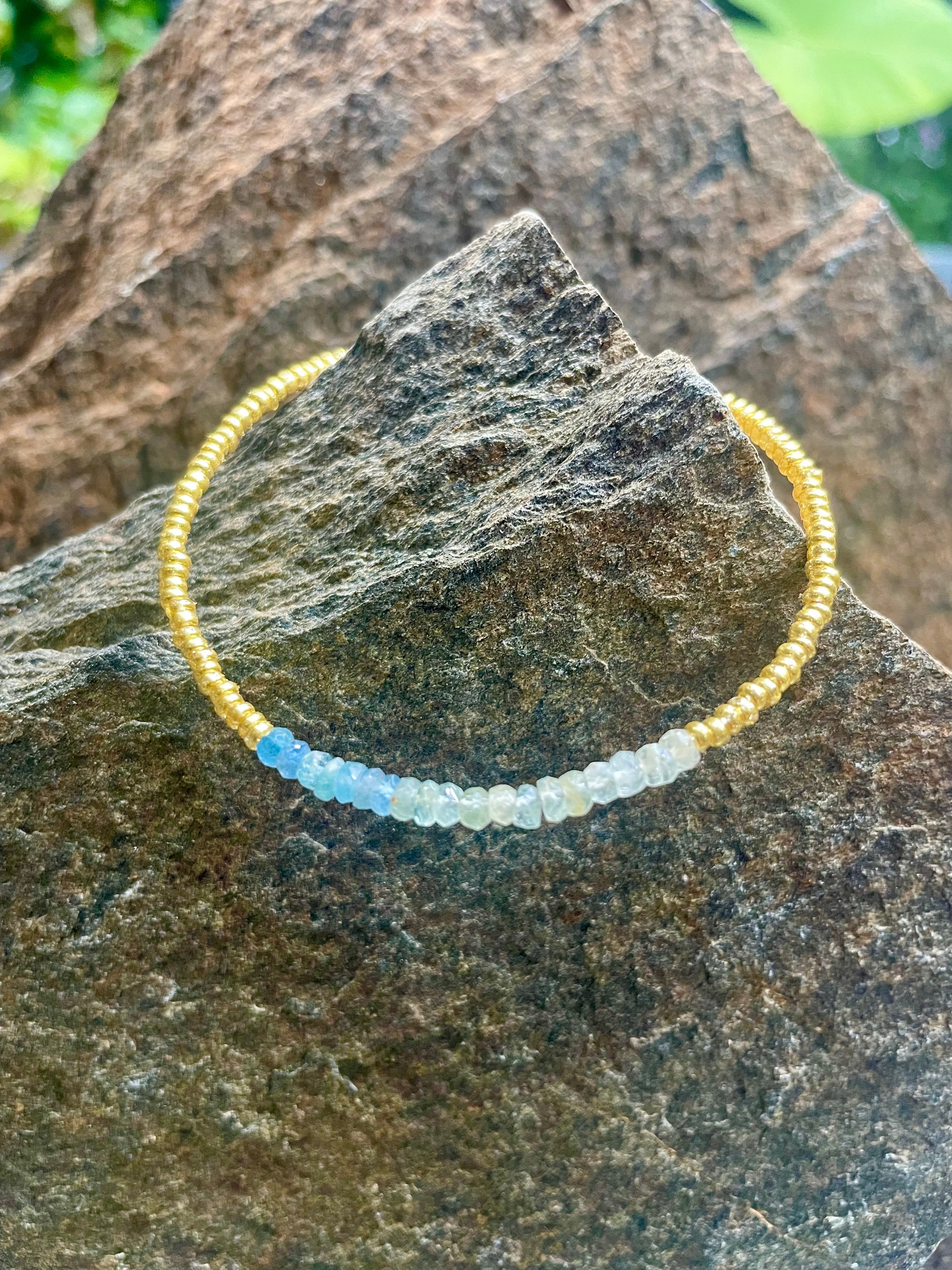 Aquamarine Faceted Rondels Bracelet