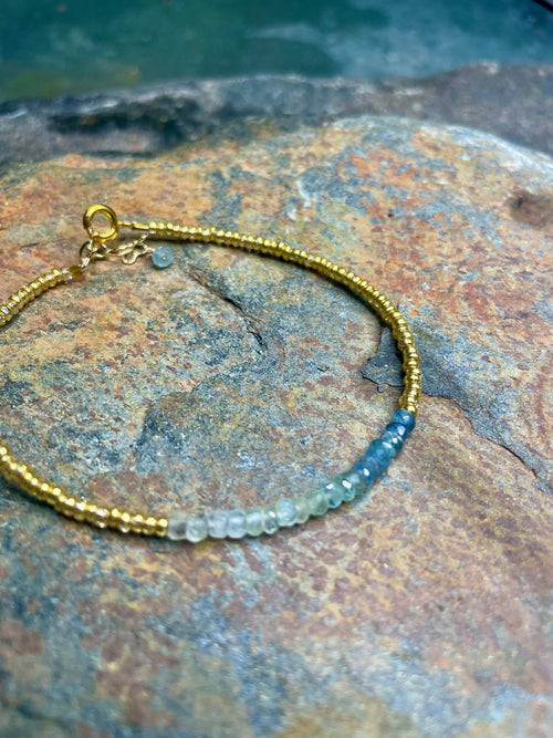 Aquamarine Faceted Rondels Bracelet