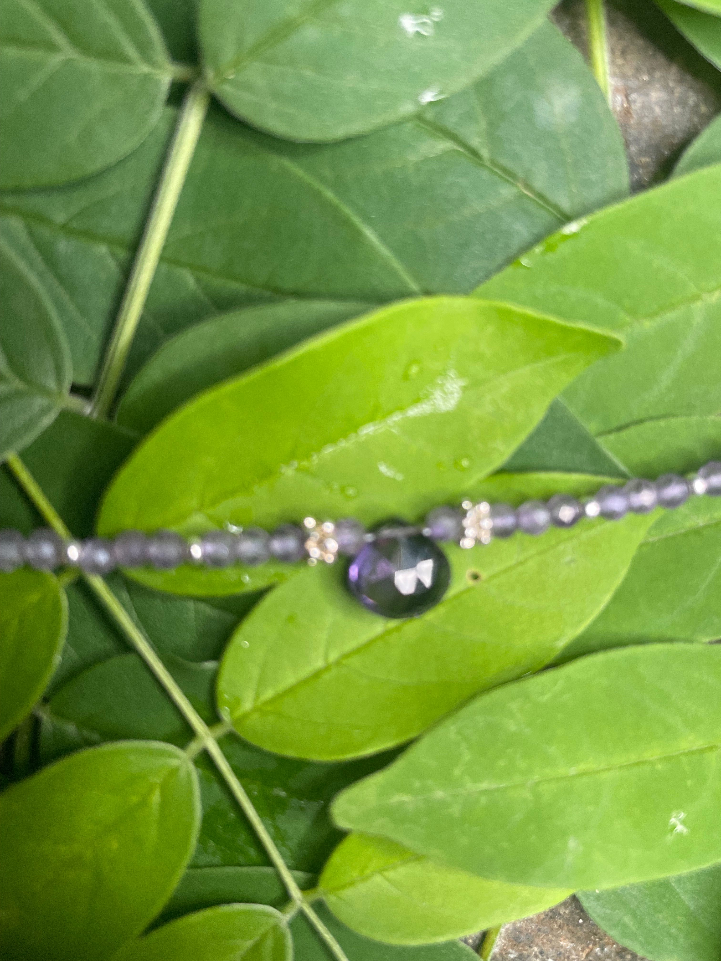 Deep Purple Amethyst Faceted Drop Necklace