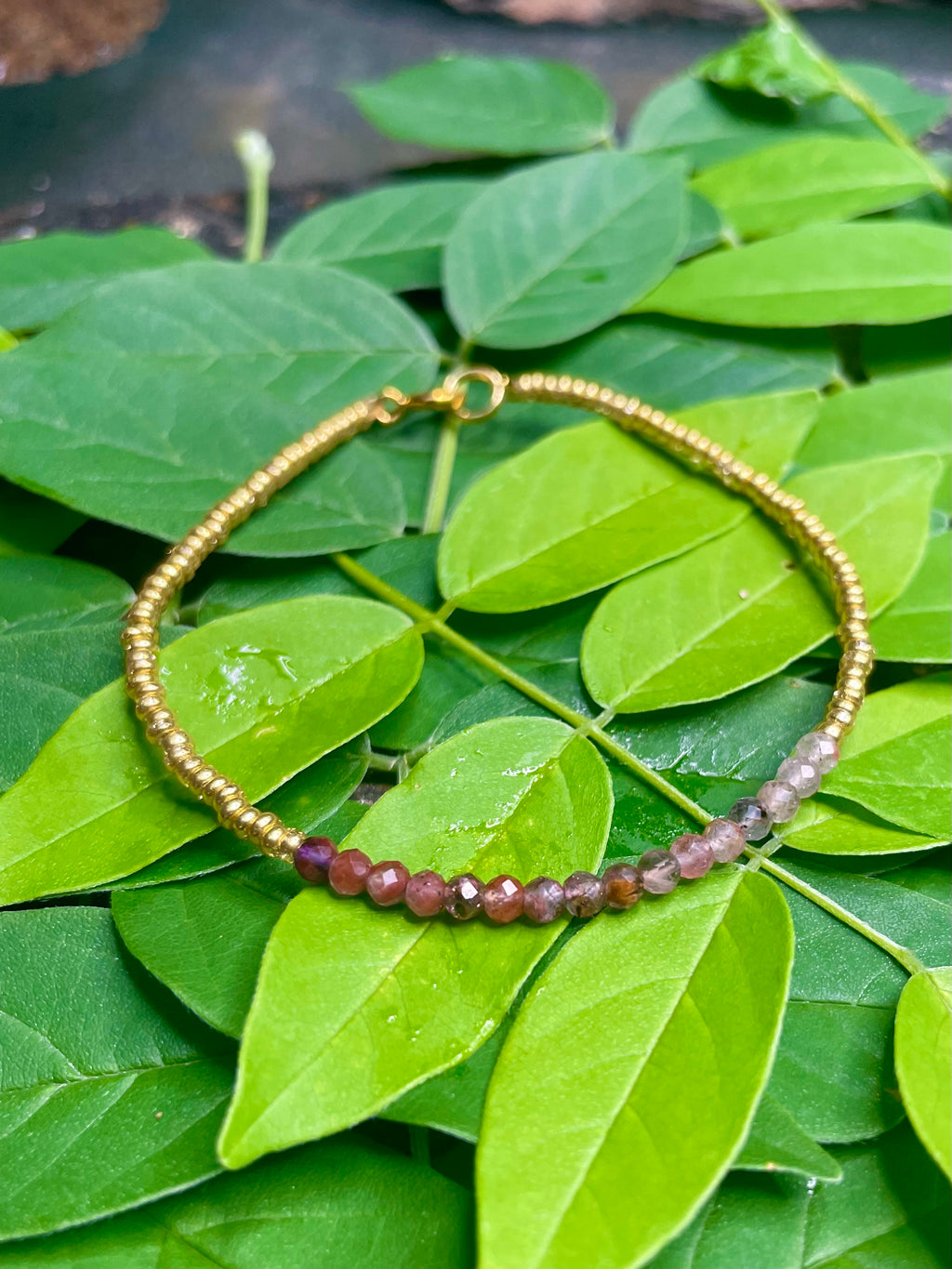 Ombré Red to White Faceted Spinel Rounds Bracelet