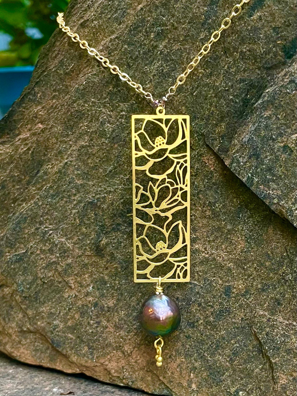 Camilla Flower Charm Necklace with Pearl