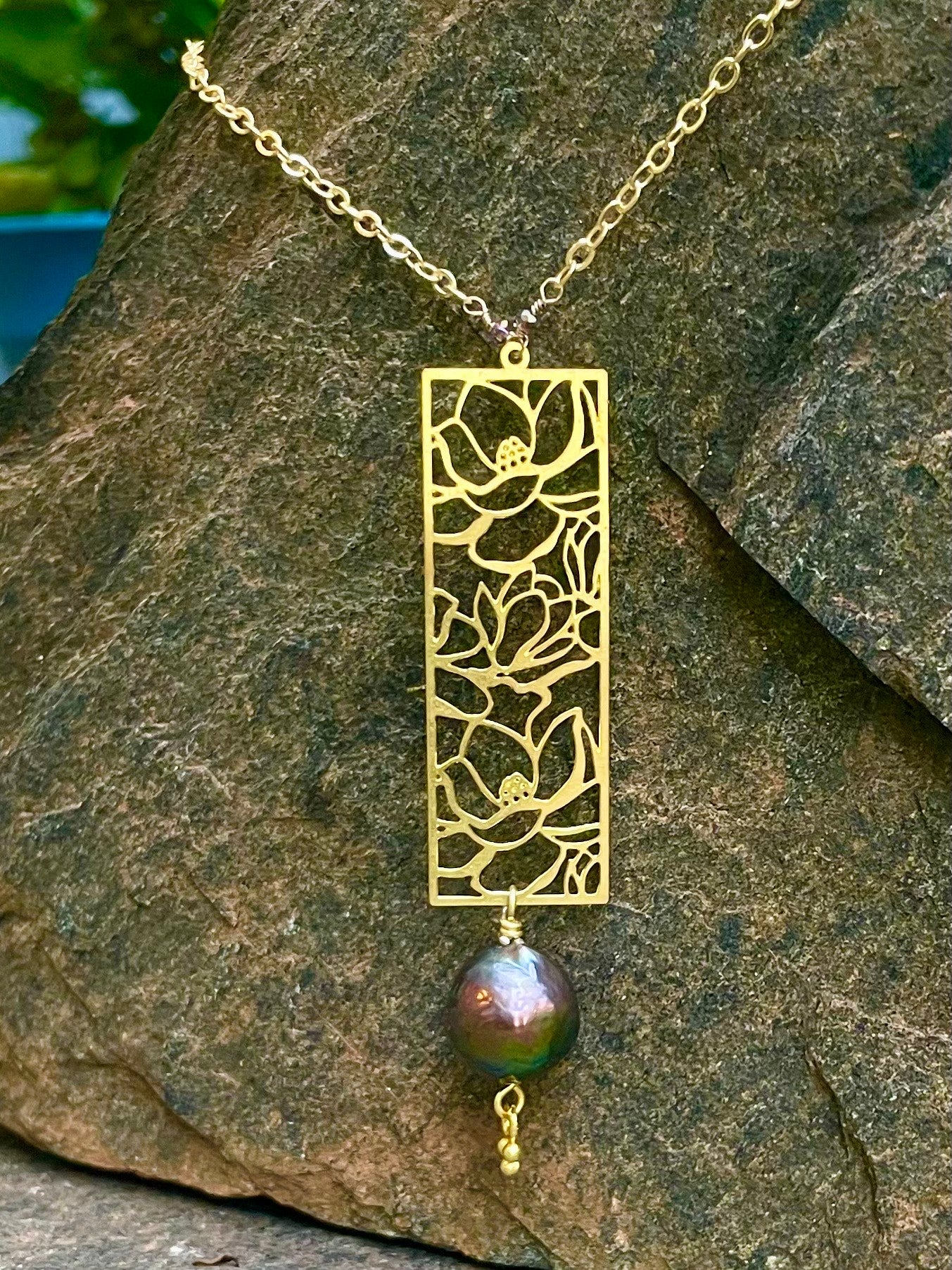 Camilla Flower Charm Necklace with Pearl