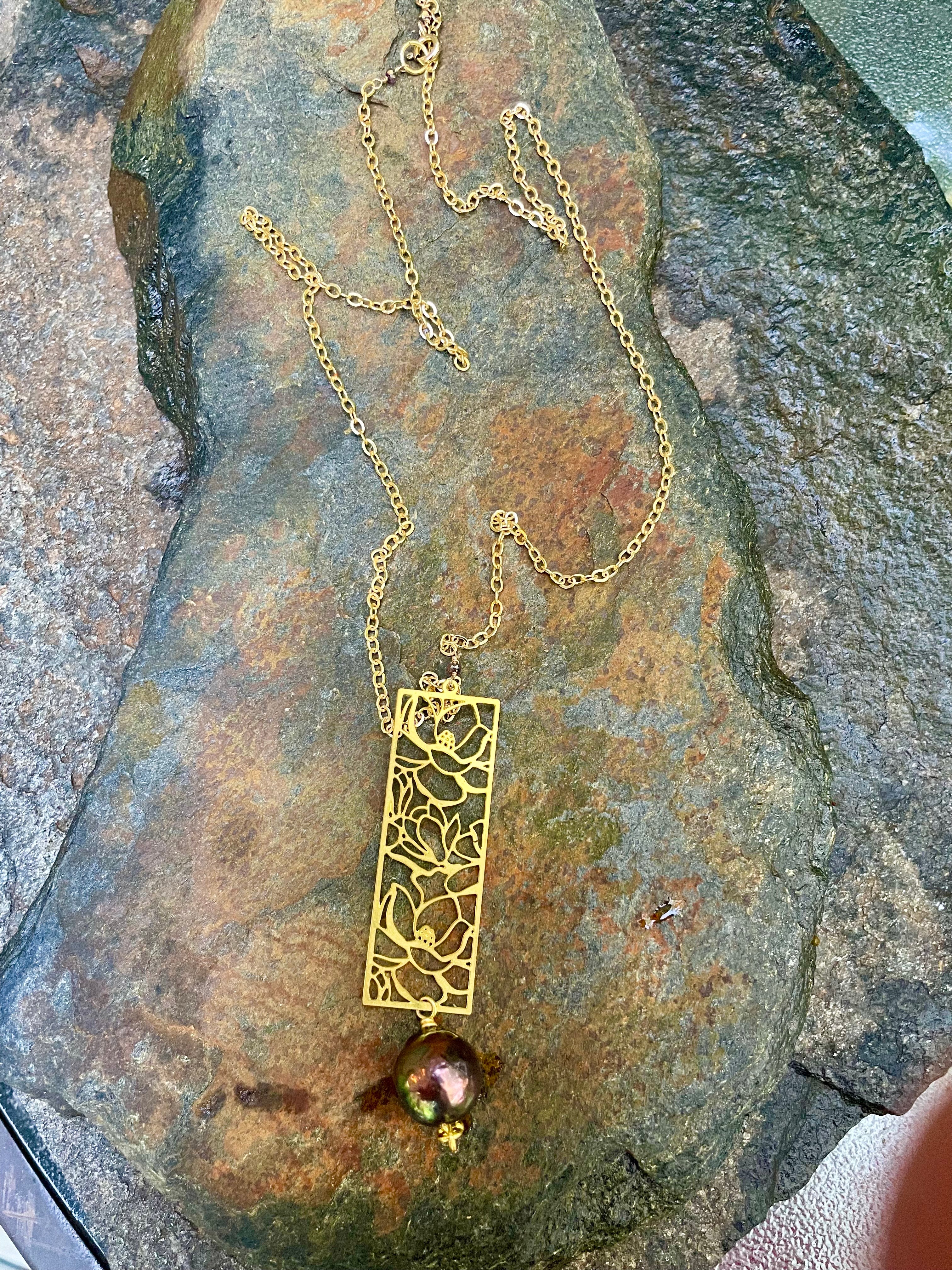 Camilla Flower Charm Necklace with Pearl