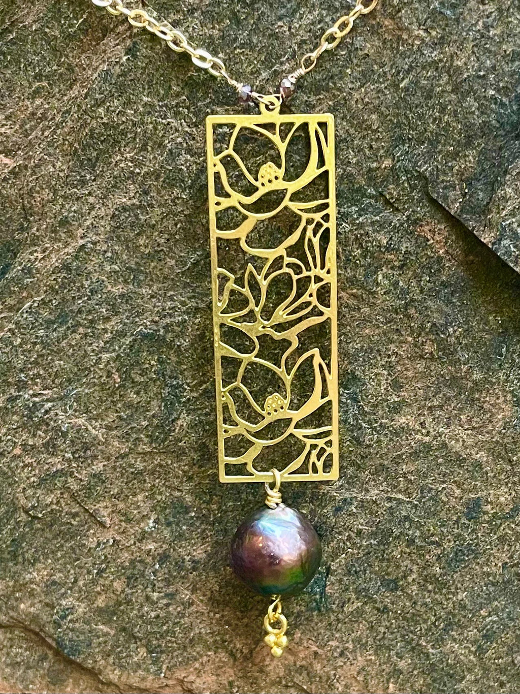 Camilla Flower Charm Necklace with Pearl