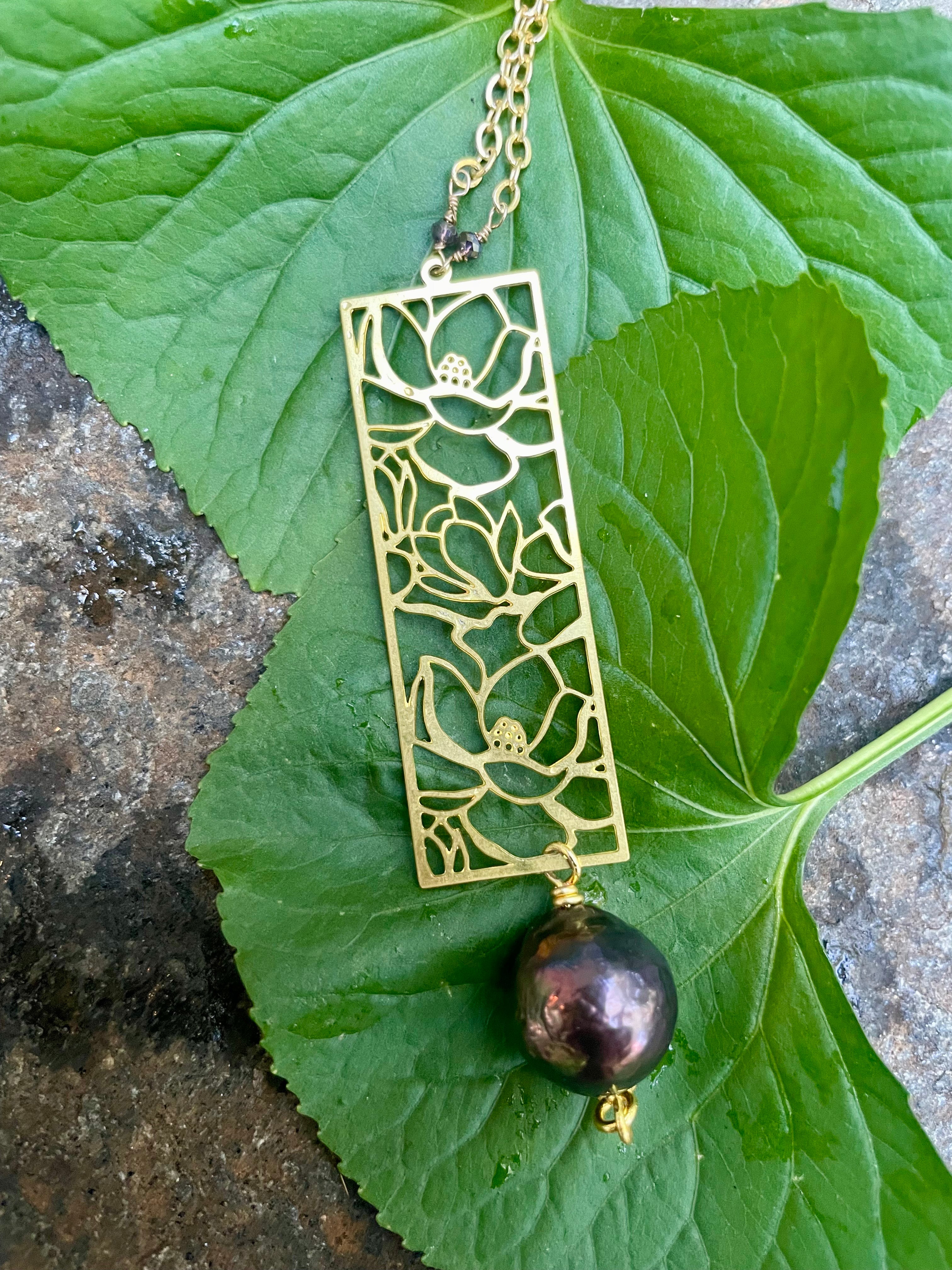 Camilla Flower Charm Necklace with Pearl