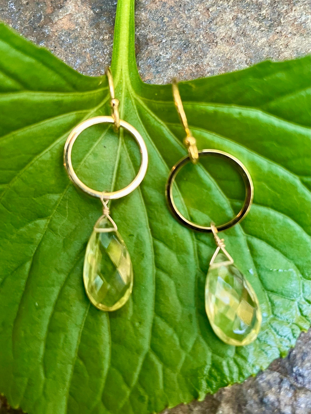 Lemon Quartz and Hoop Earrings