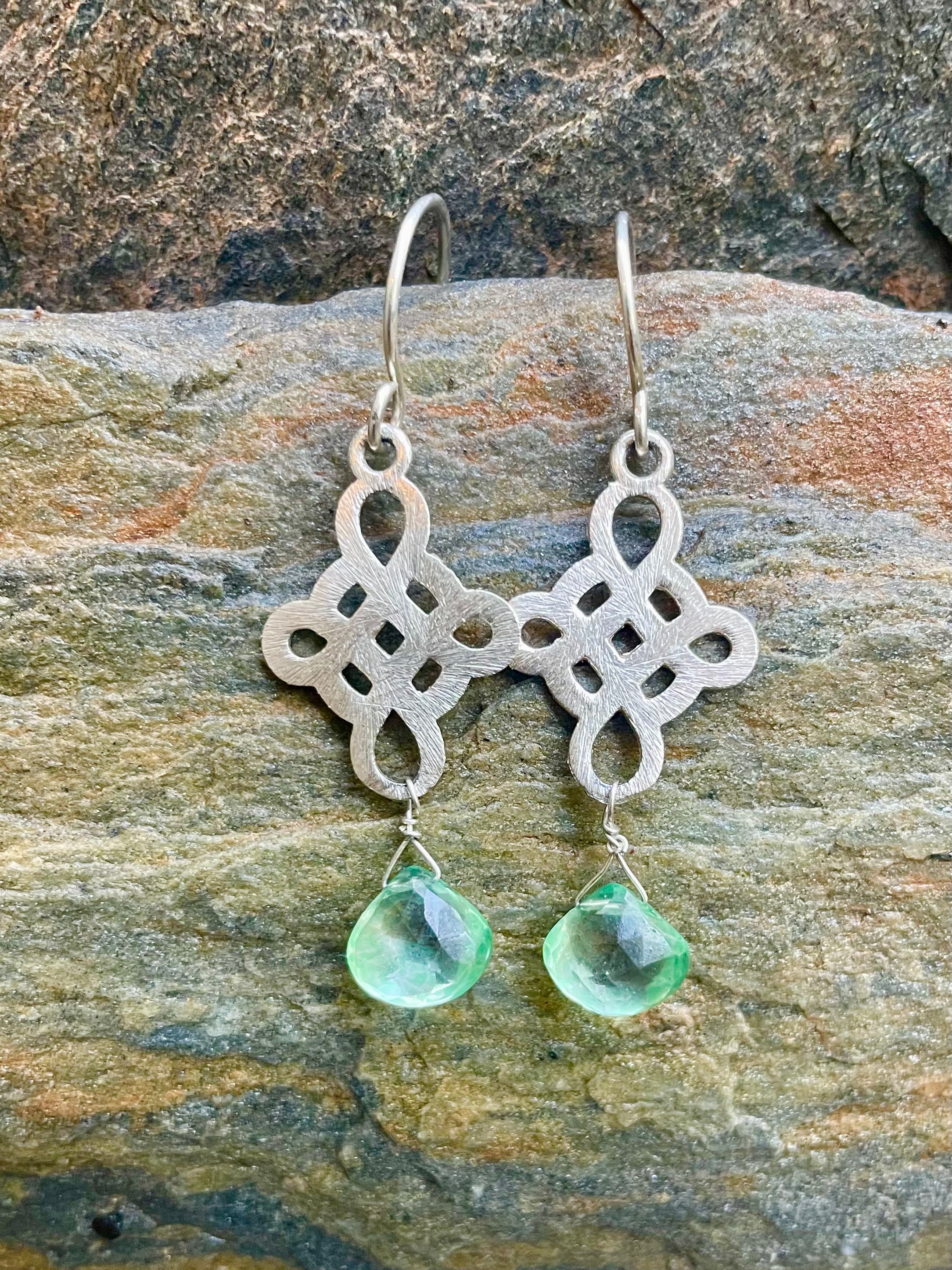 Green Amethyst Briolette Earrings