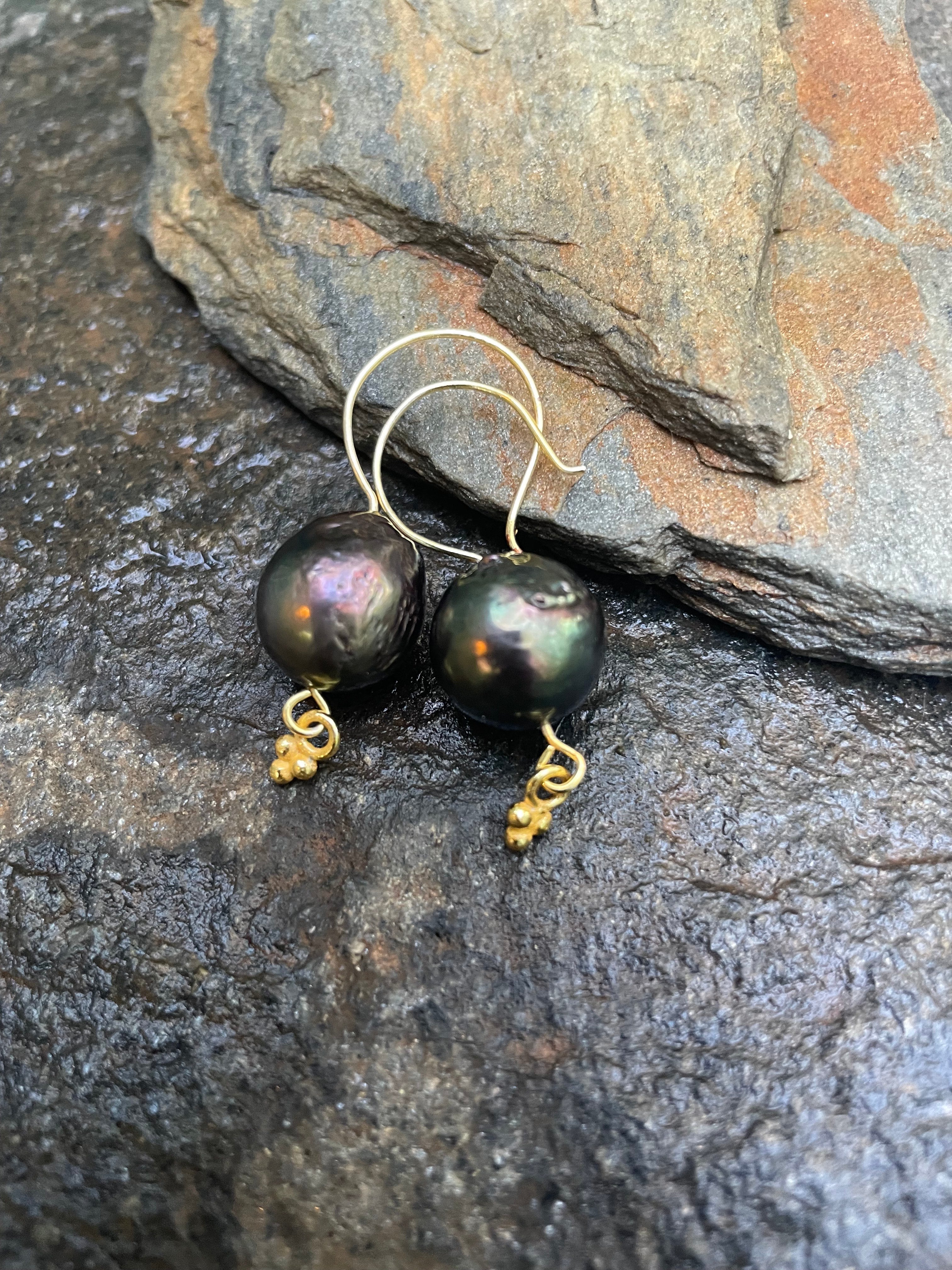 Large Iridescent Pearl Earrings