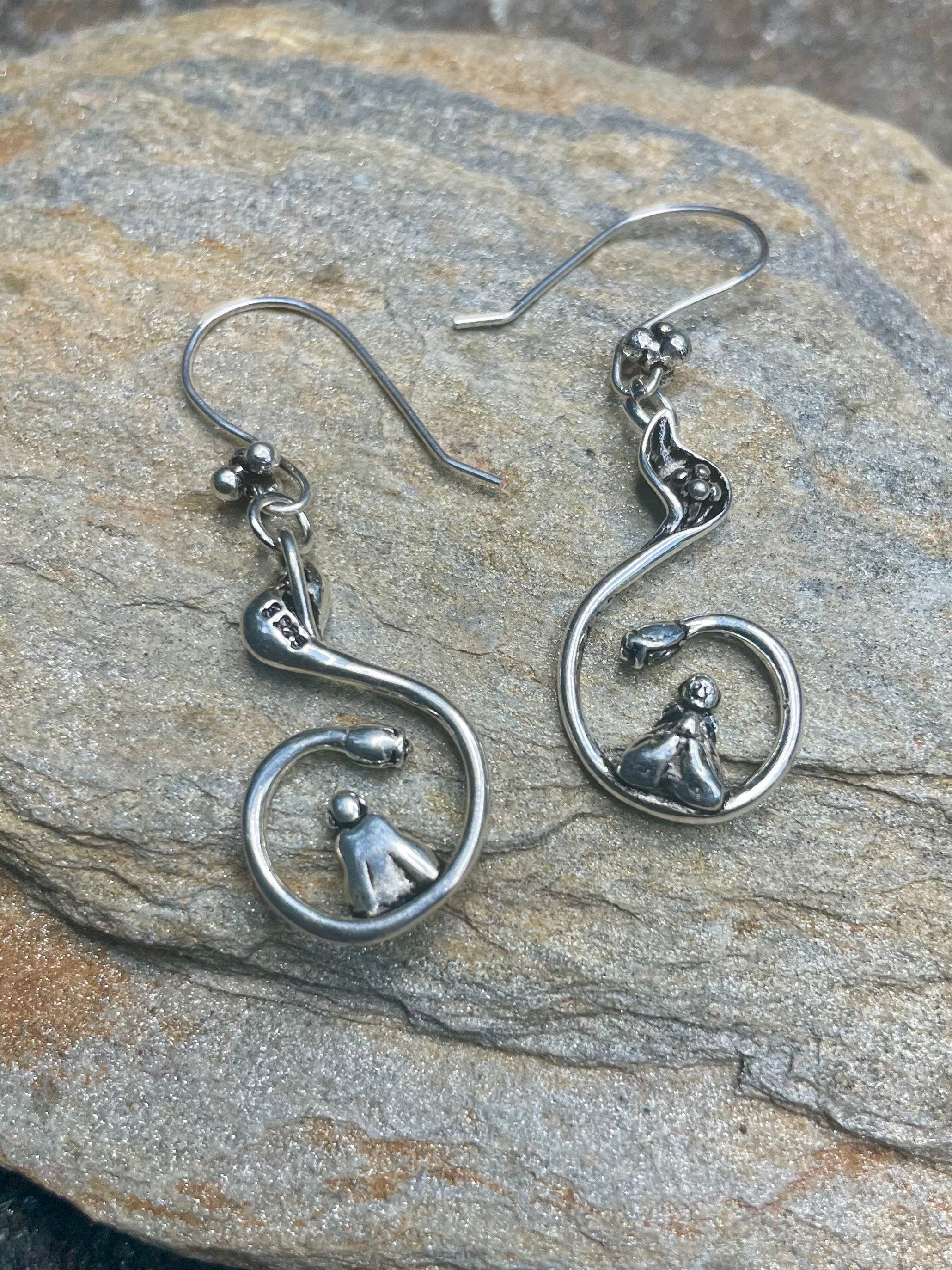 Sitting Buddha on Silver Earrings