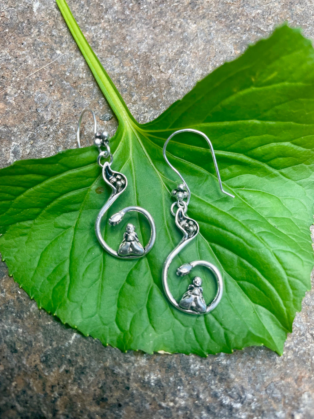 Sitting Buddha on Silver Earrings