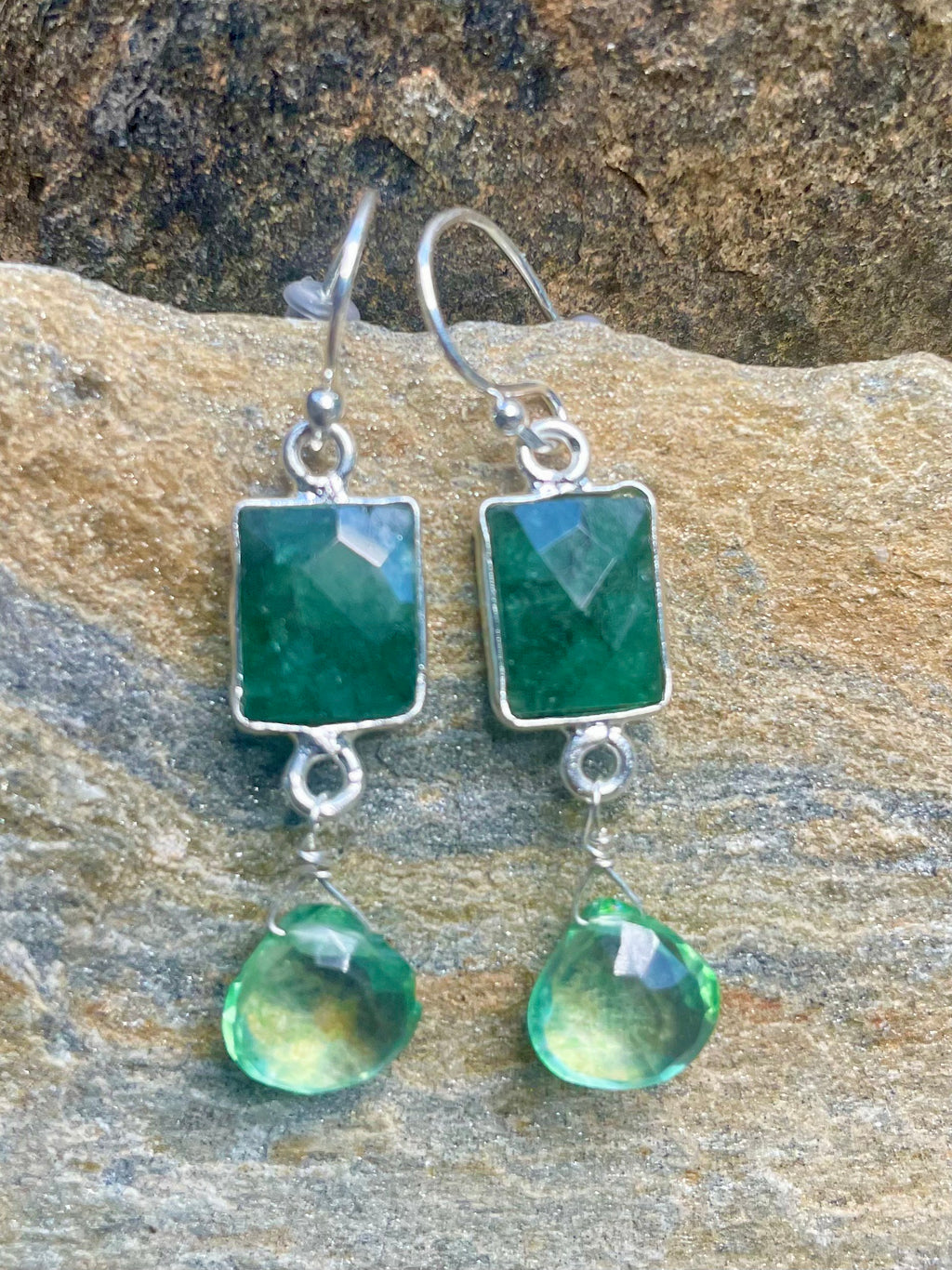 Emerald and Green Amethyst Earrings