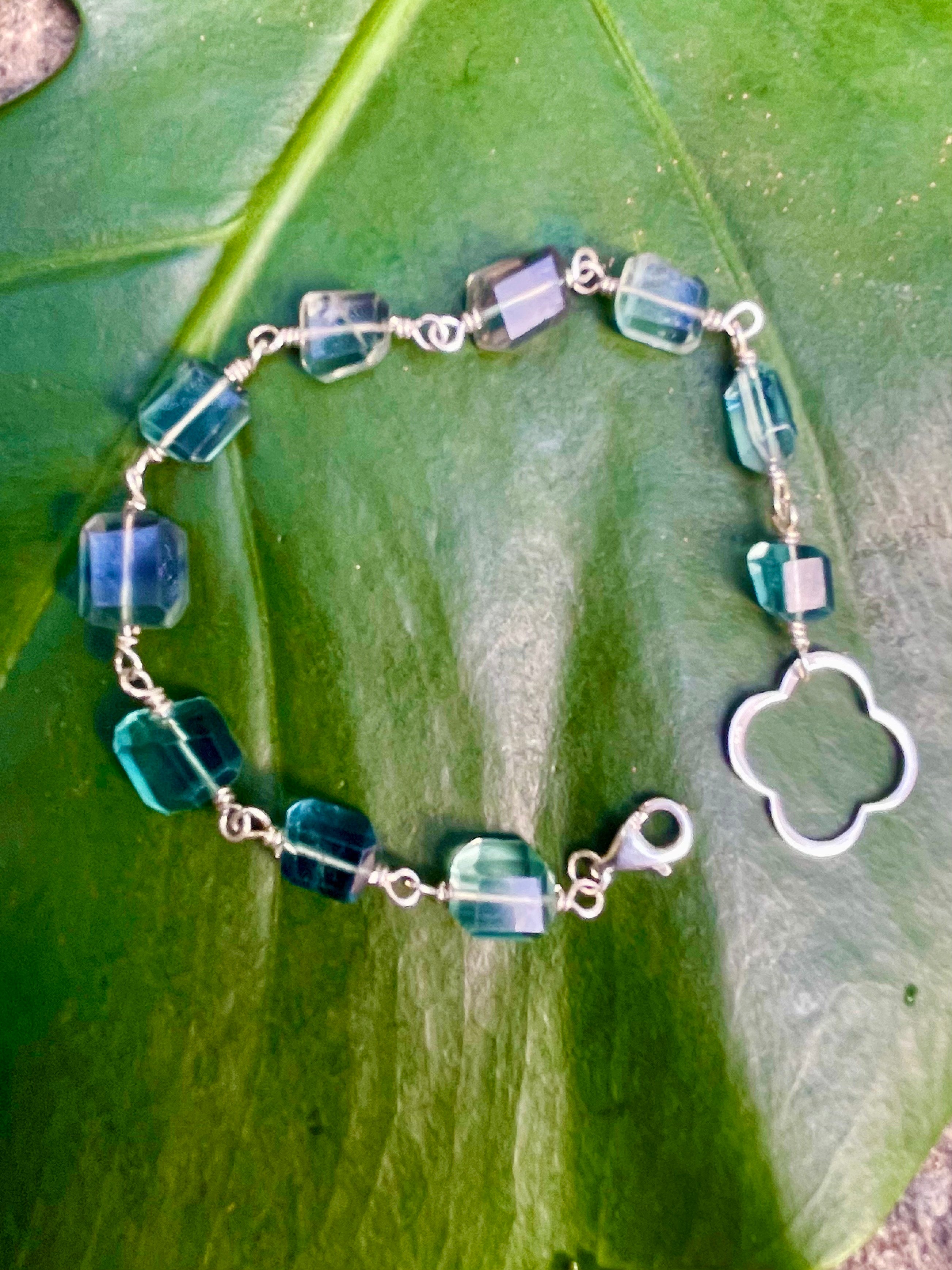 Chunky Fluorite on Silver Bracelet