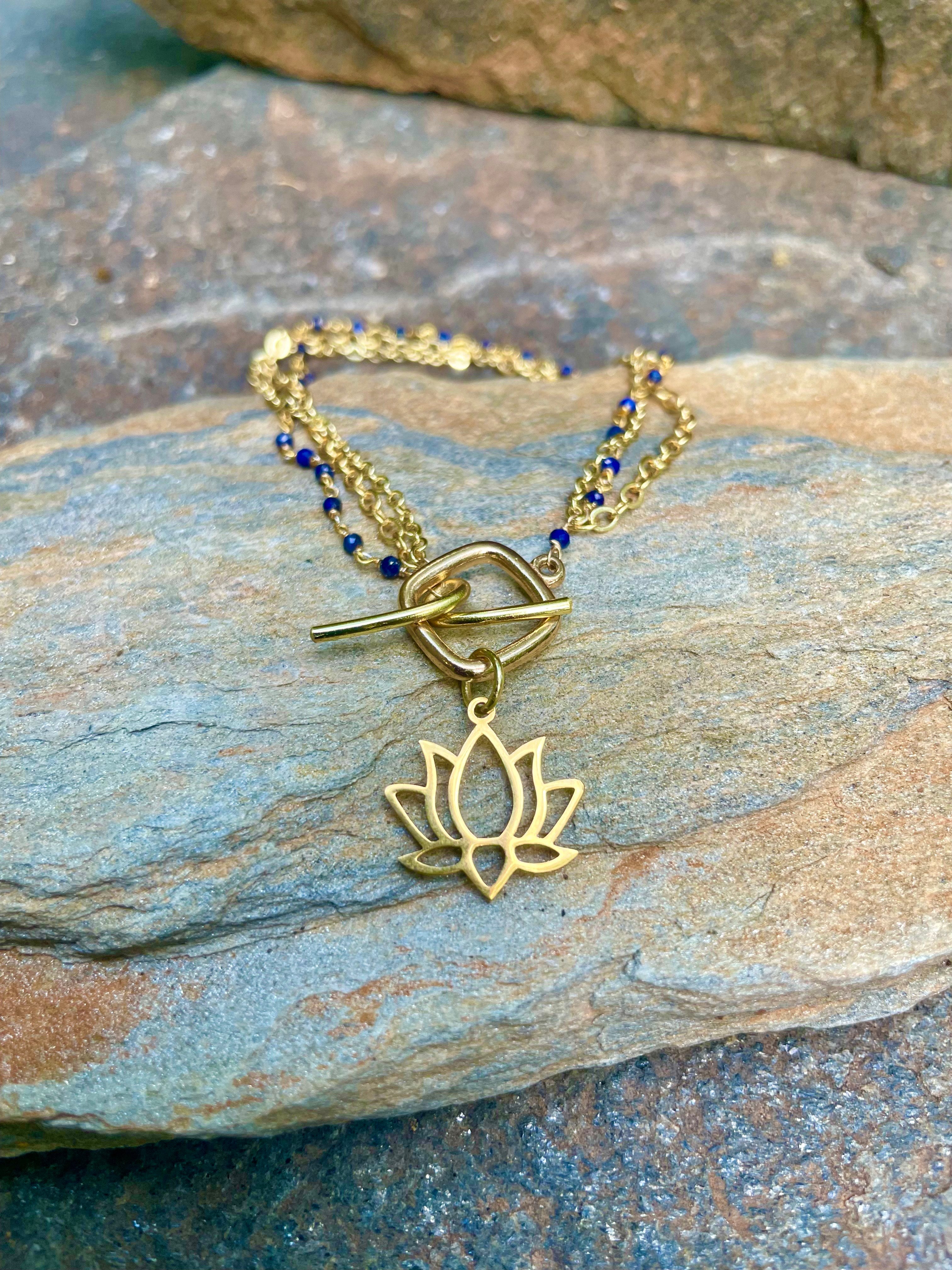 Three Gold Chain with Lapis Lazuli Bracelet