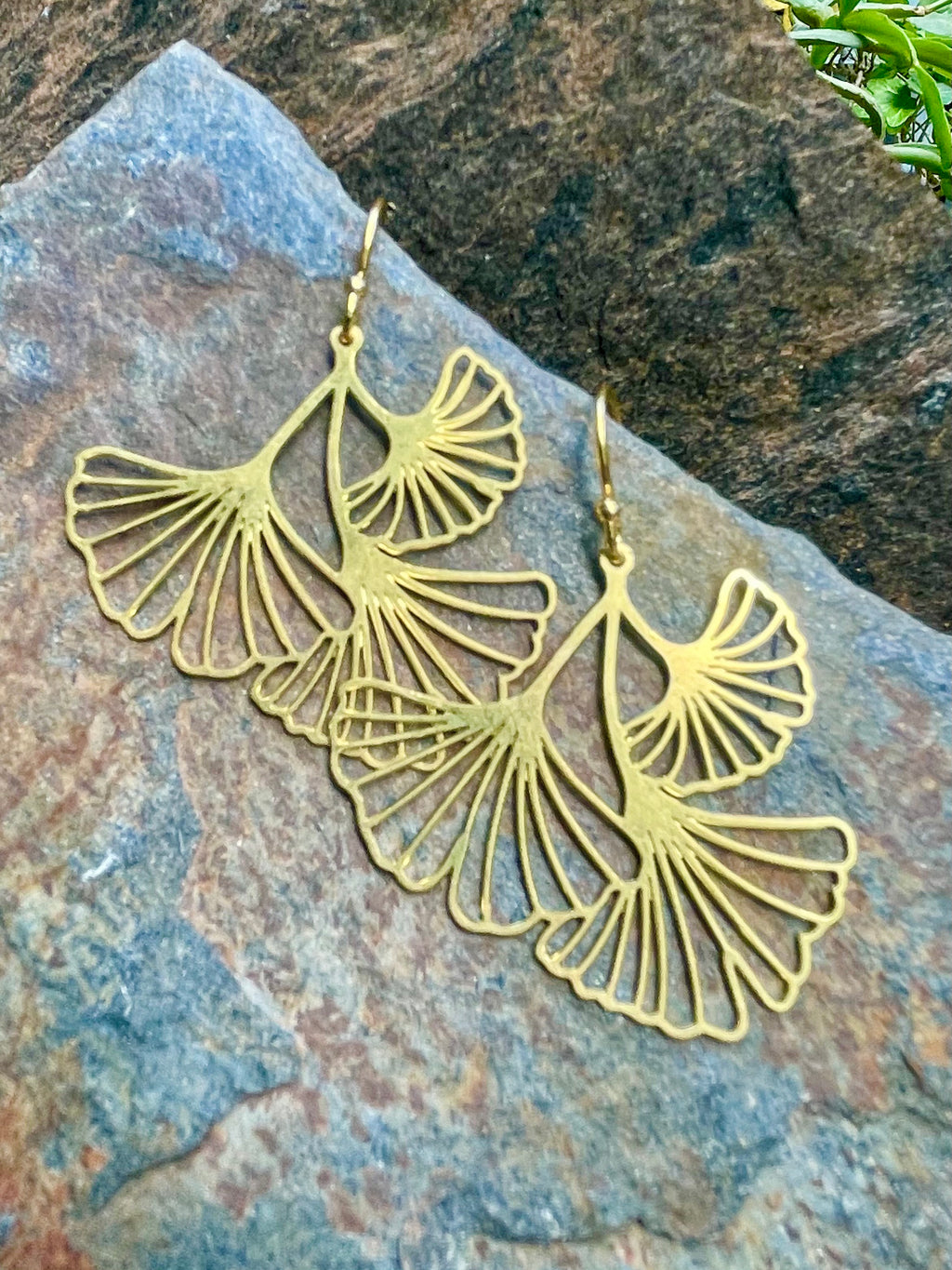 Gold Ginkgo Leaves Earrings