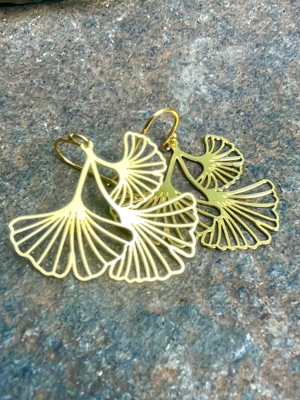 Gold Ginkgo Leaves Earrings