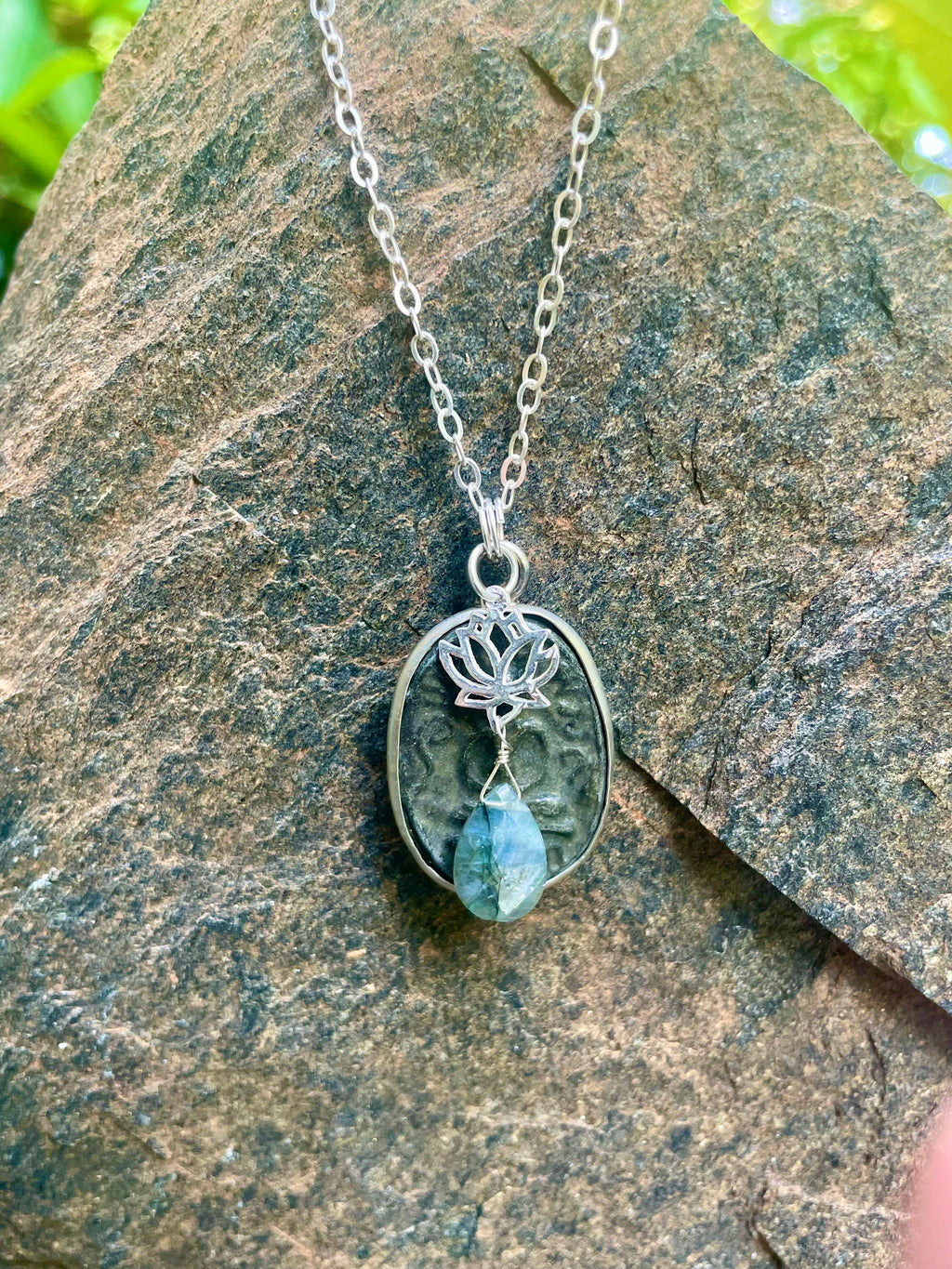 Buddha, Waterlily and Labradorite Necklace